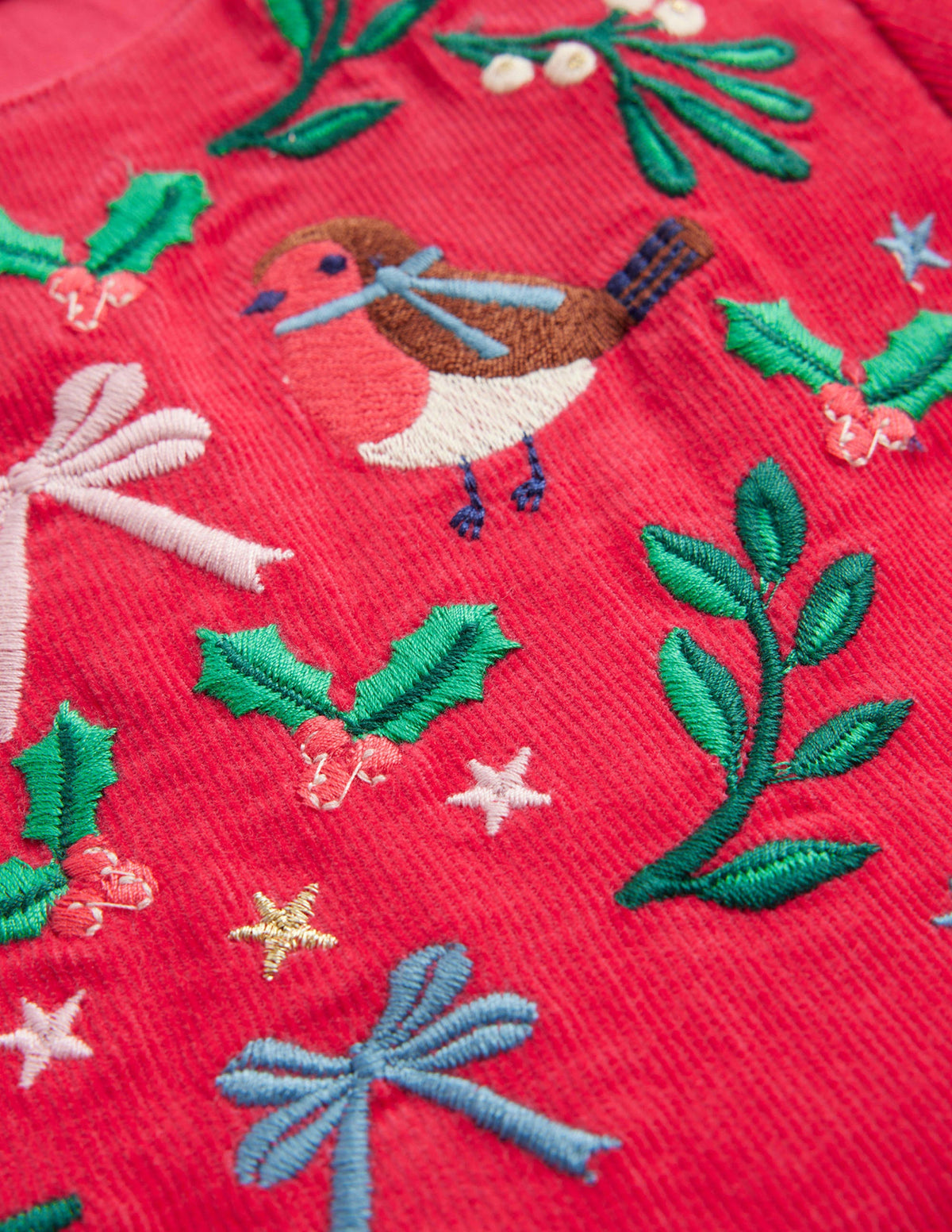 Embroidered Cord Dress-Pop Peony Festive - Image 3