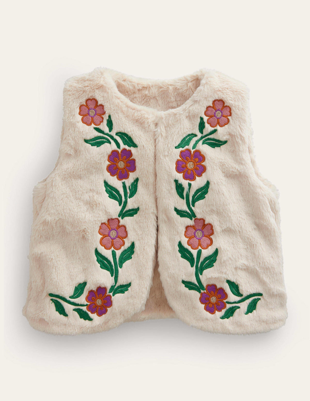 Reversible Faux Fur Vest-Natural Ivory Floral - Image 1