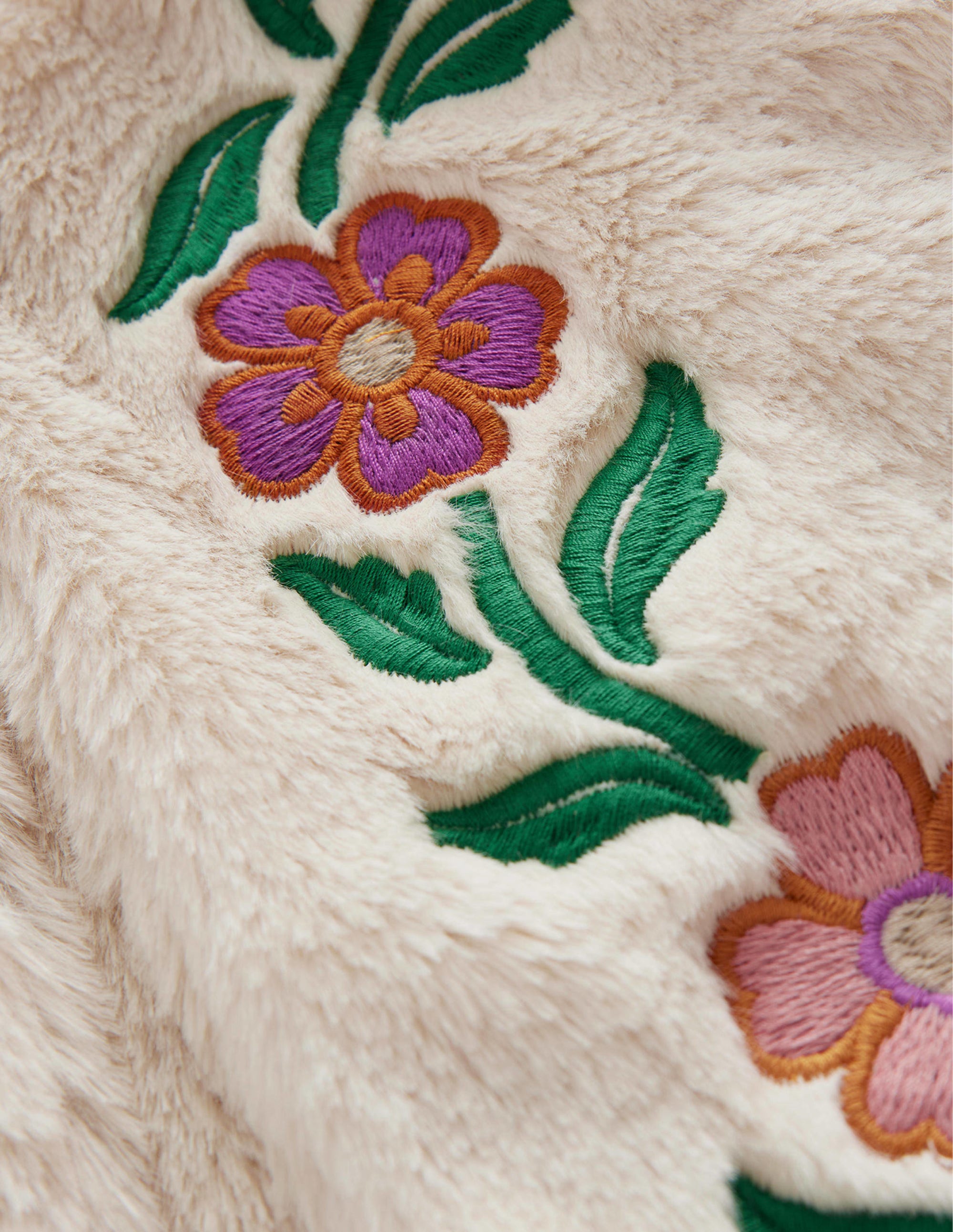 Reversible Faux Fur Vest-Natural Ivory Floral - Image 3