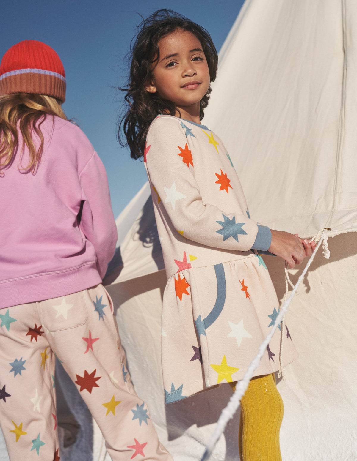 Cosy Printed Sweatshirt Dress-Sandpiper Multi Star - Image 4