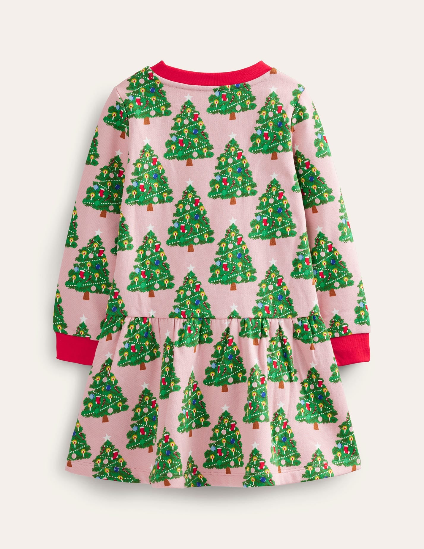 Cosy Printed Sweatshirt Dress-Boto Pink Christmas Trees - Image 2