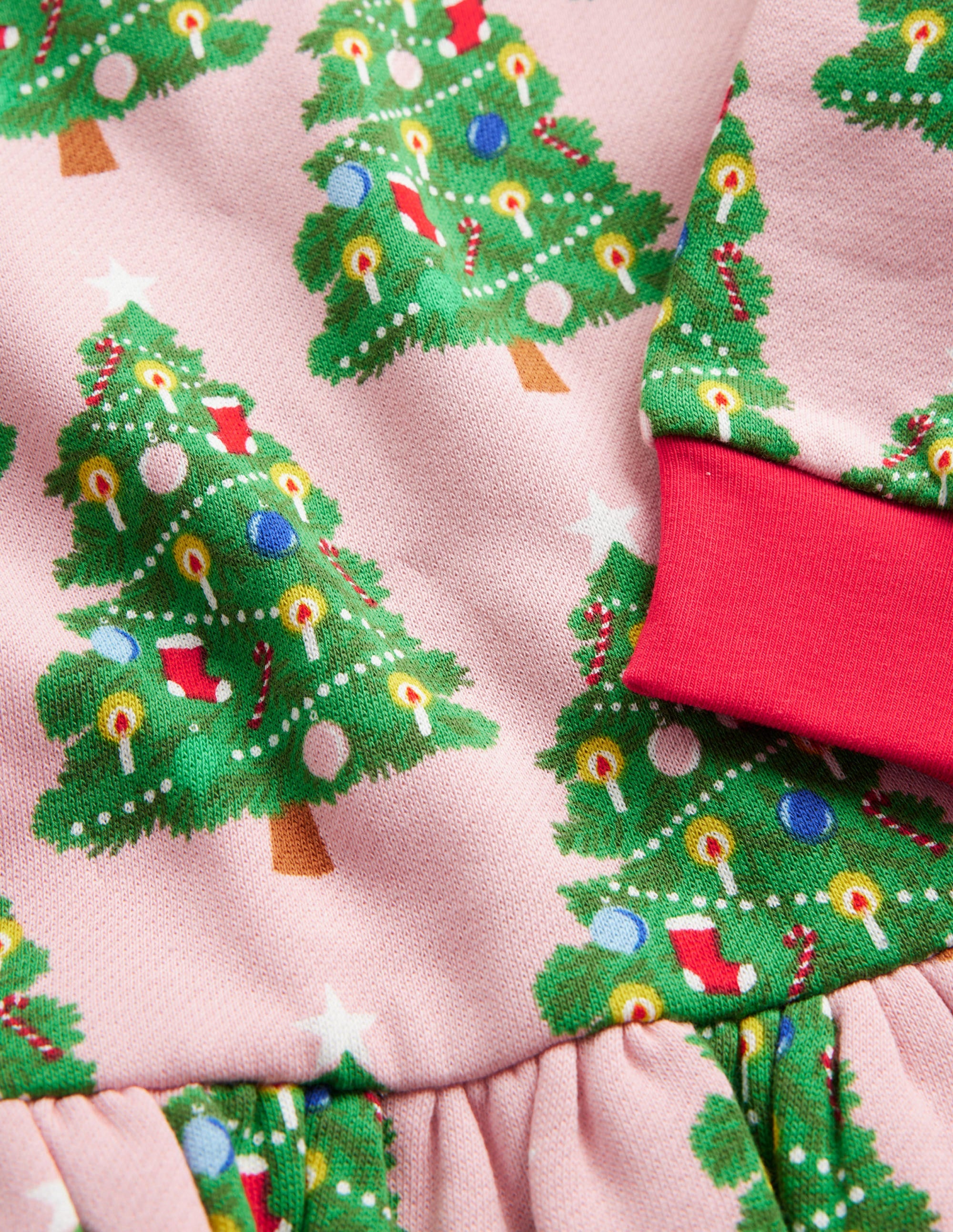 Cosy Printed Sweatshirt Dress-Boto Pink Christmas Trees - Image 3