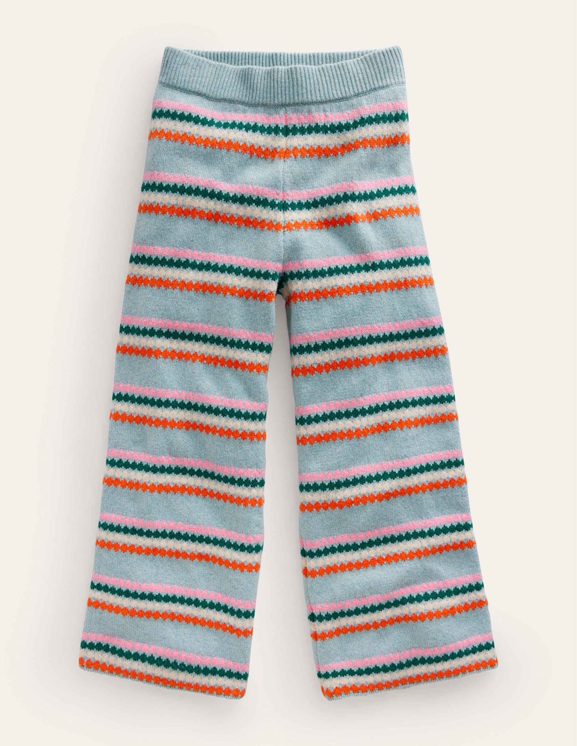 Wide Leg Knitted Pants-Dusk Blue Stripe - Image 1