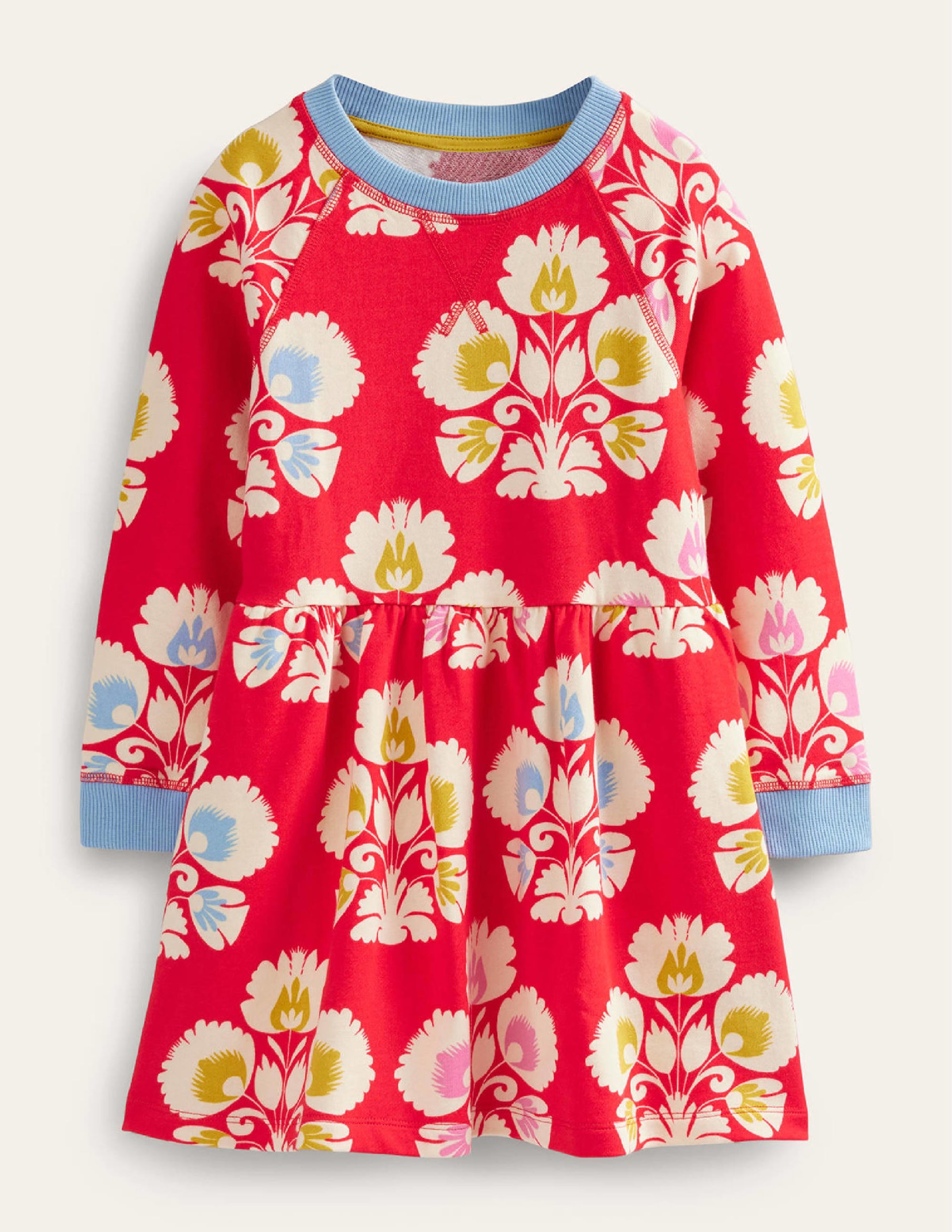 Printed Sweatshirt Dress-Strawberry Tart Woodblock - Image 1