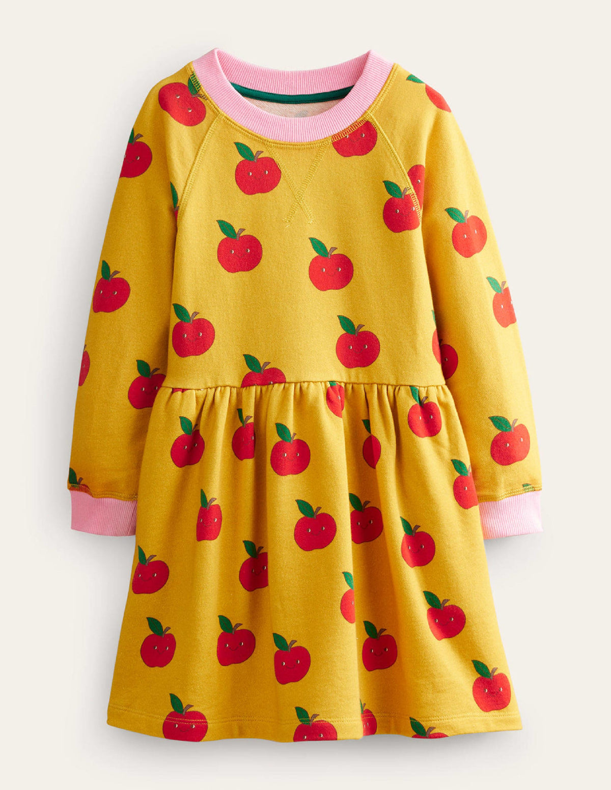 Printed Sweatshirt Dress-Oil yellow Apples - Image 1