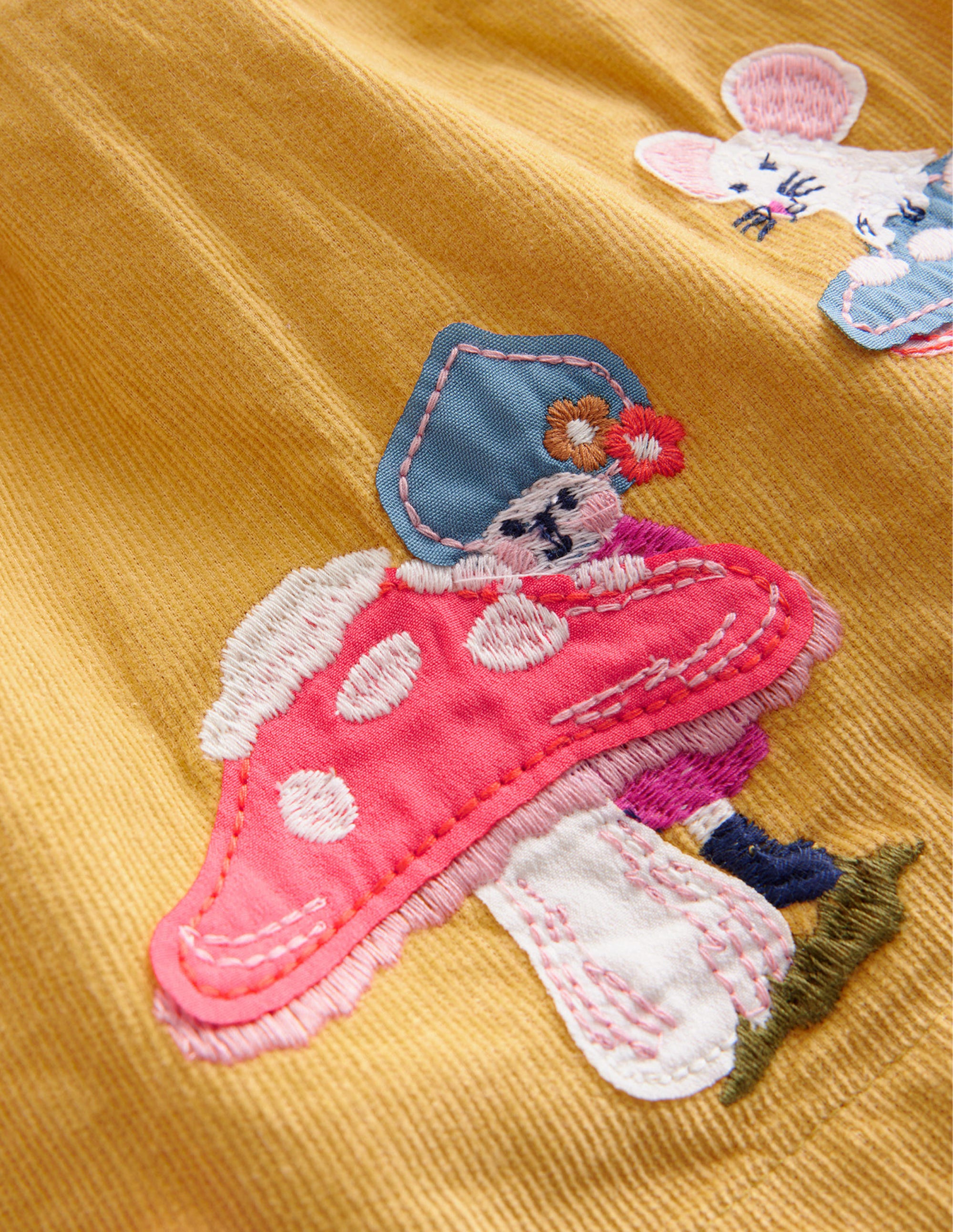Appliqué Cord Skirt-Oil Yellow Woodland - Image 3