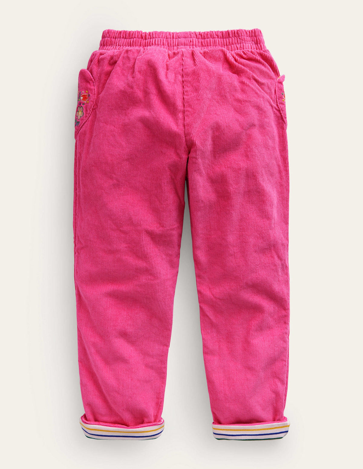 Lined Pull-on Cord Pants-Mid Pink - Image 2