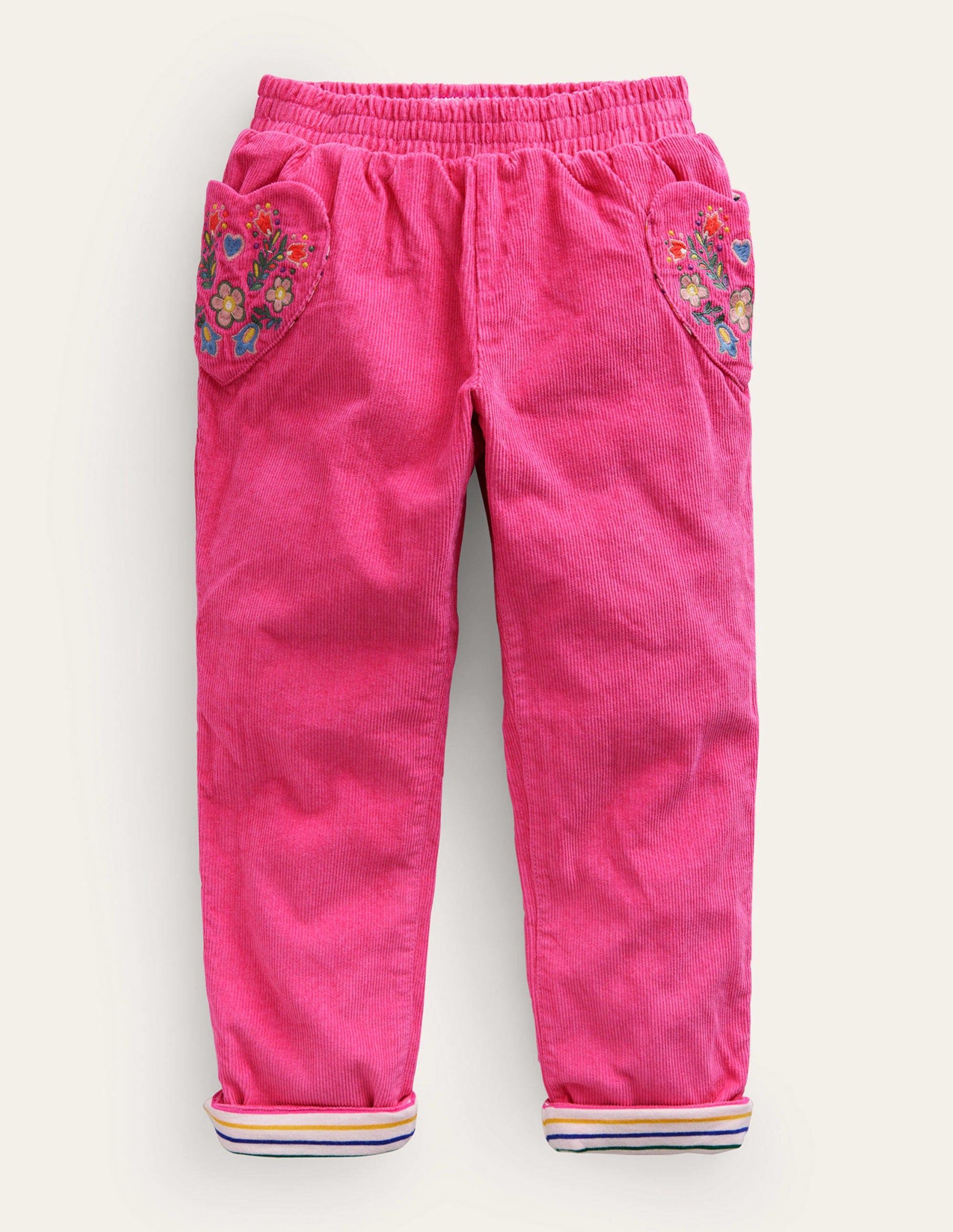 Lined Pull-on Cord Pants-Mid Pink-1