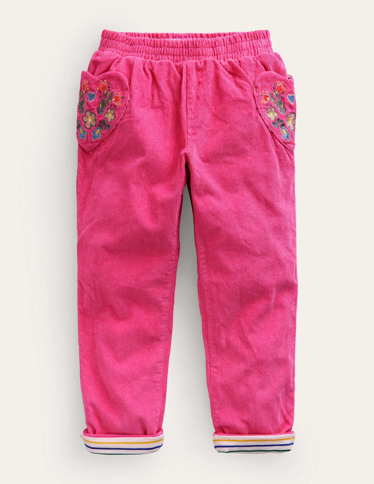 Lined Pull-on Cord Pants-Mid Pink - Image 1