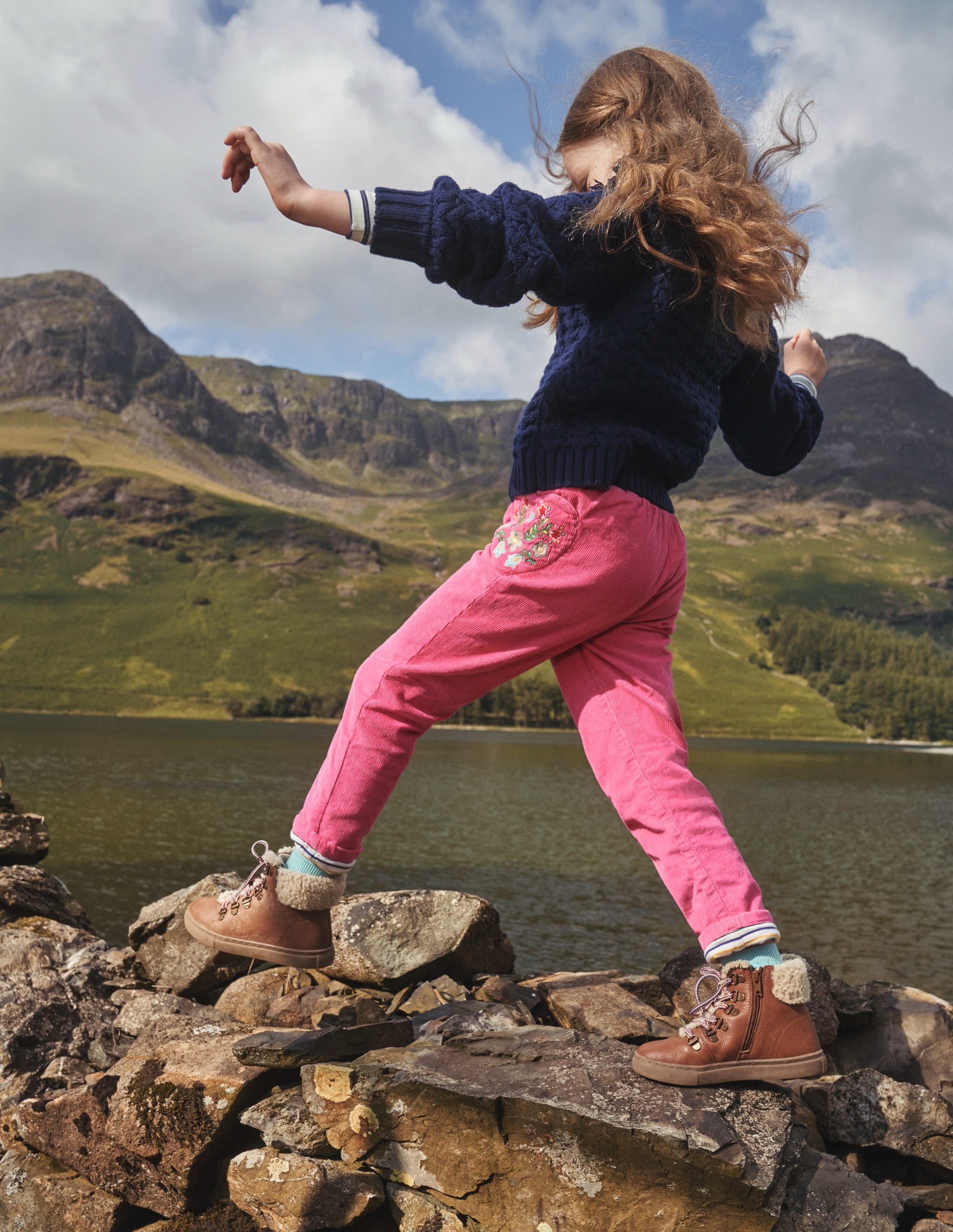 Lined Pull-on Cord Pants-Mid Pink - Image 4