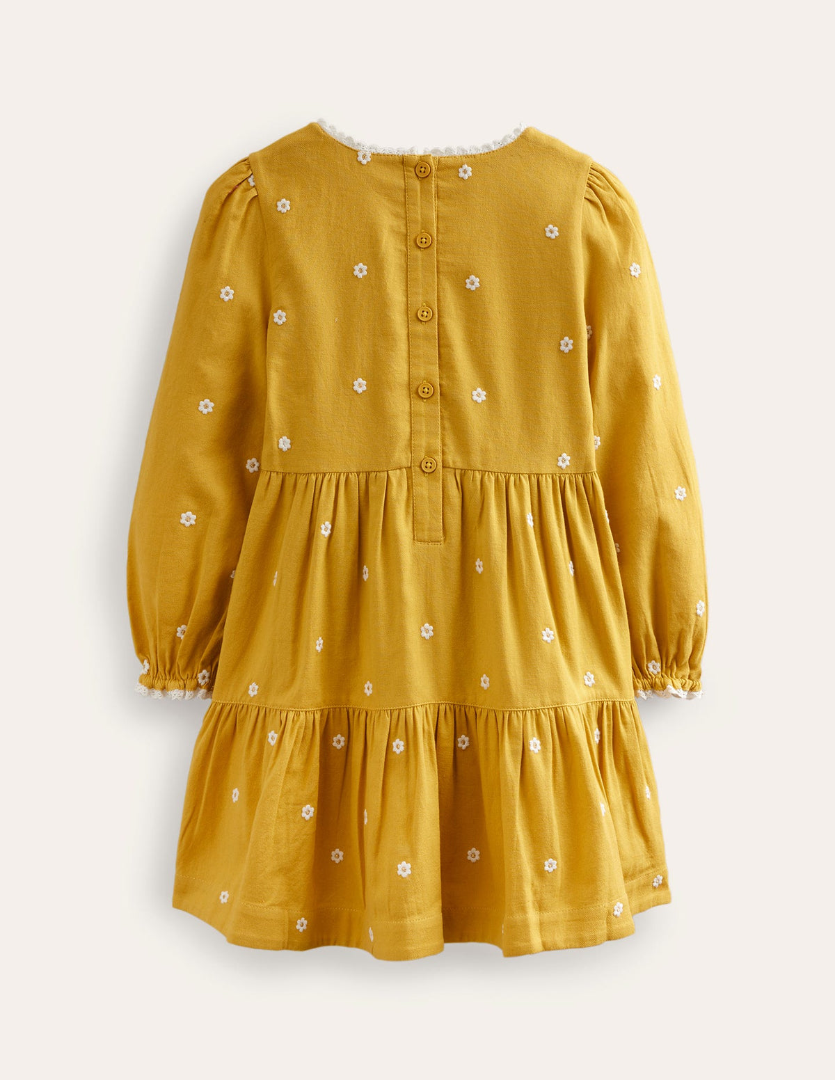 Embroidered twirly Dress-Honeycomb Yellow Daisy - Image 2