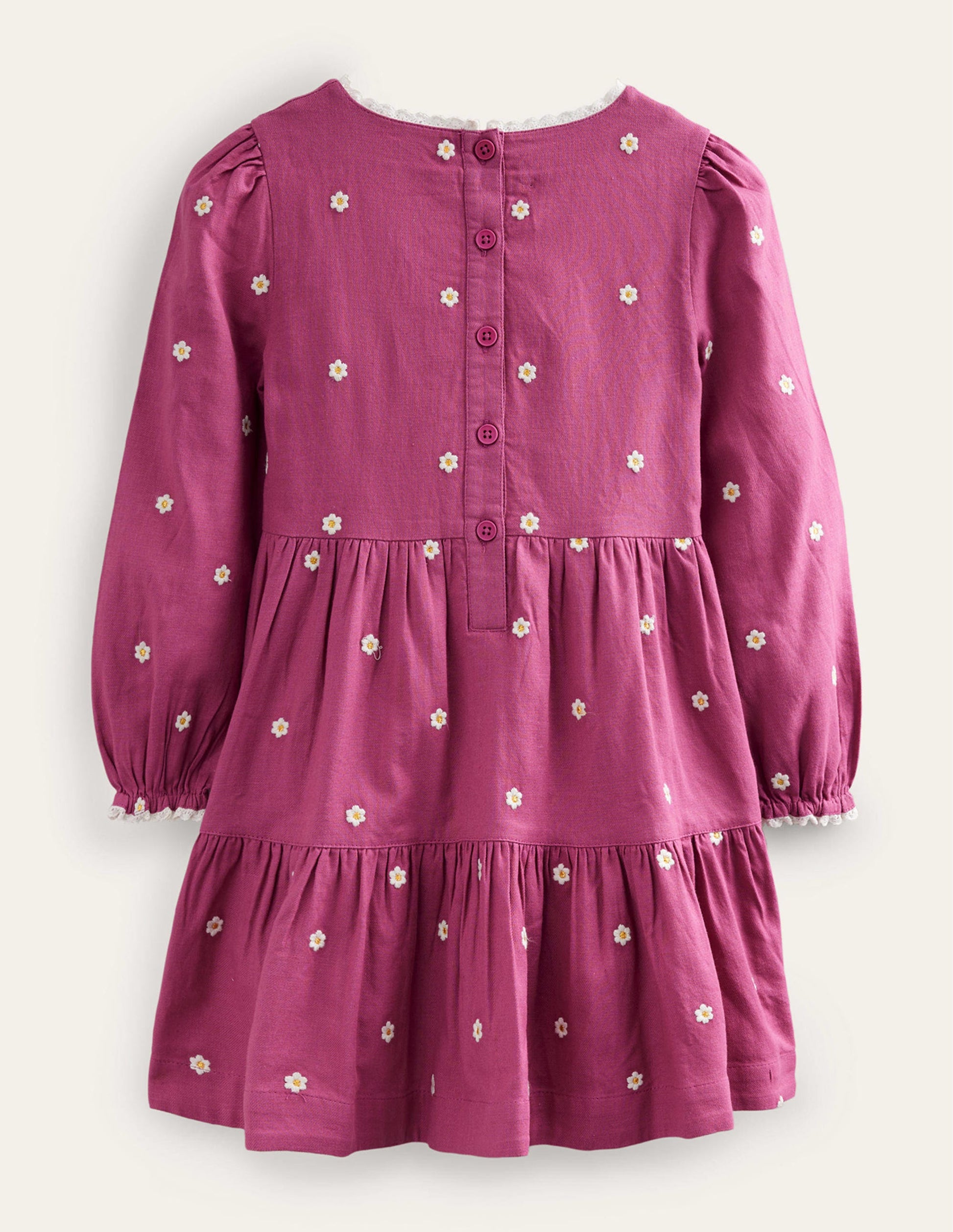Embroidered twirly Dress-Teacup Pink Daisy-2