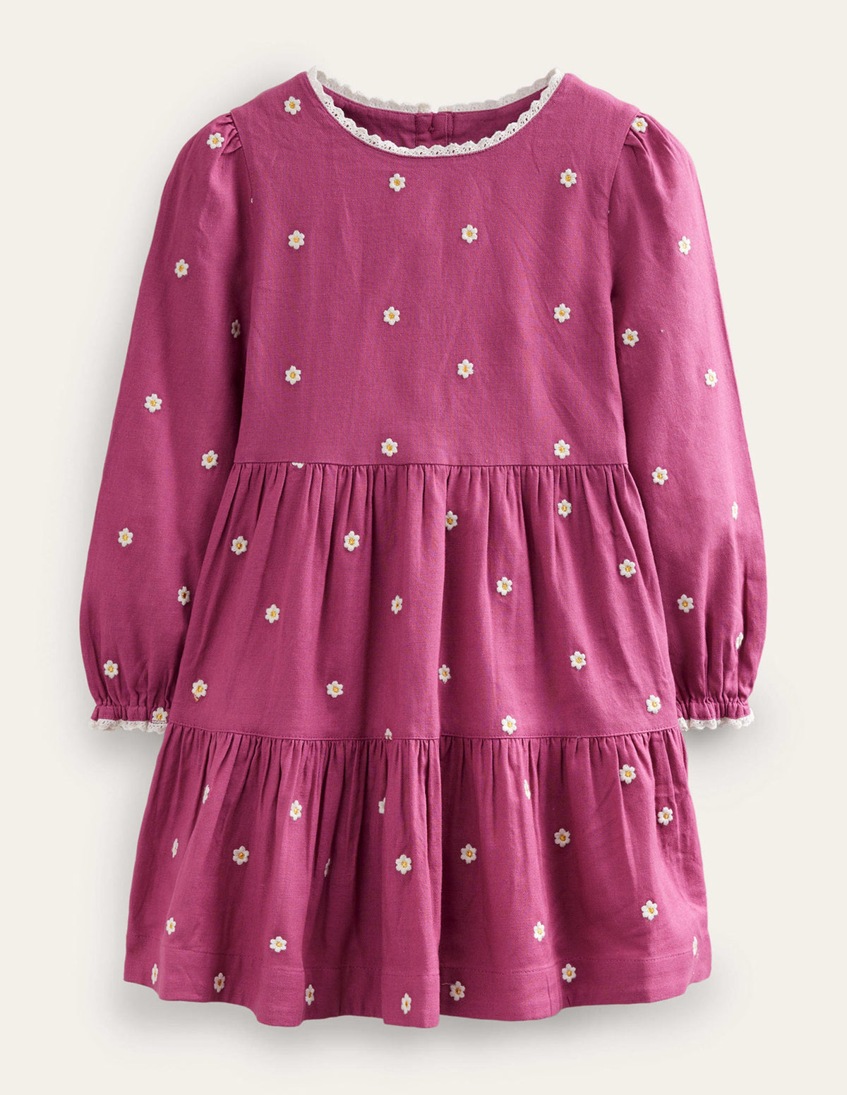 Embroidered twirly Dress-Teacup Pink Daisy-1