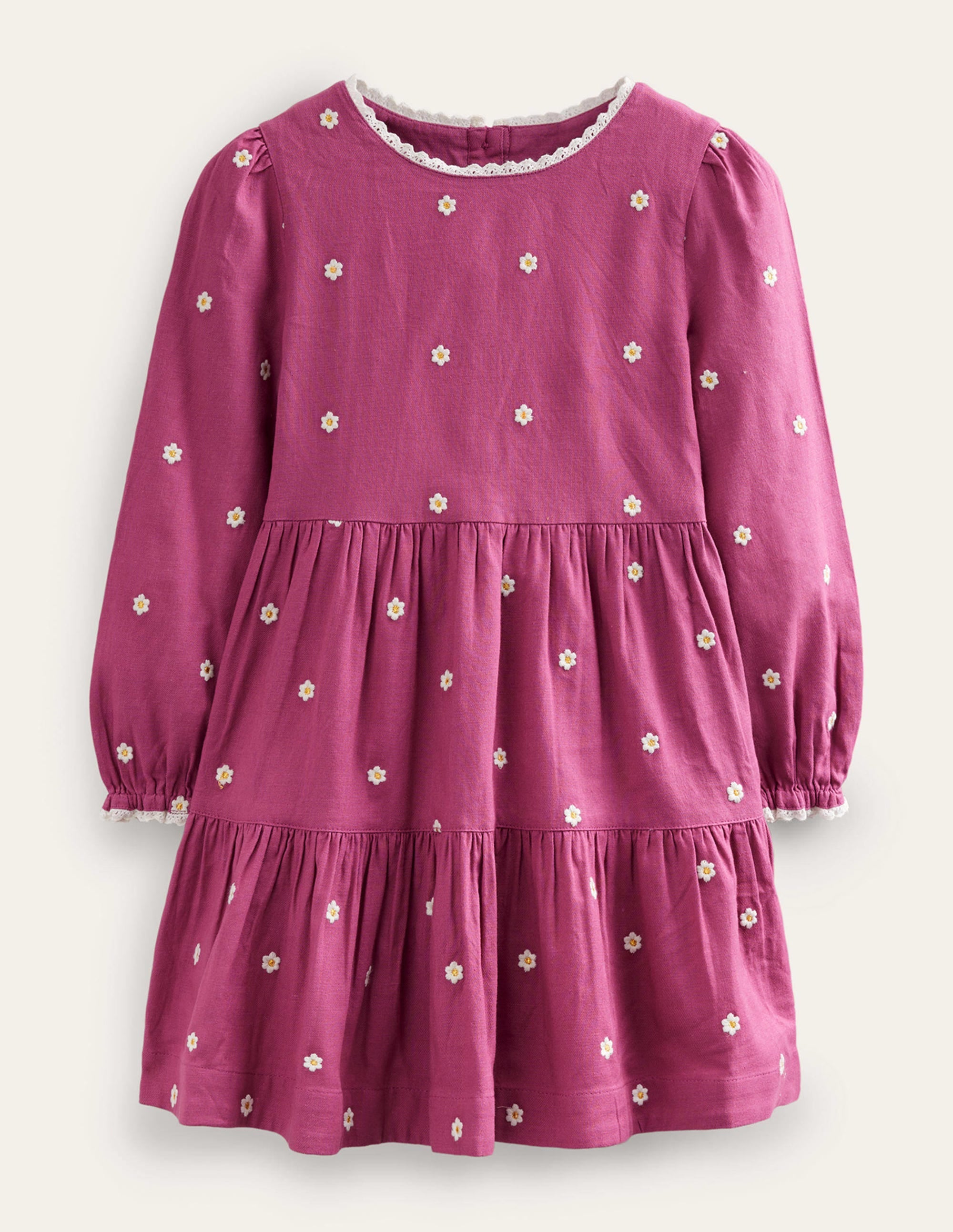 Embroidered twirly Dress-Teacup Pink Daisy - Image 1