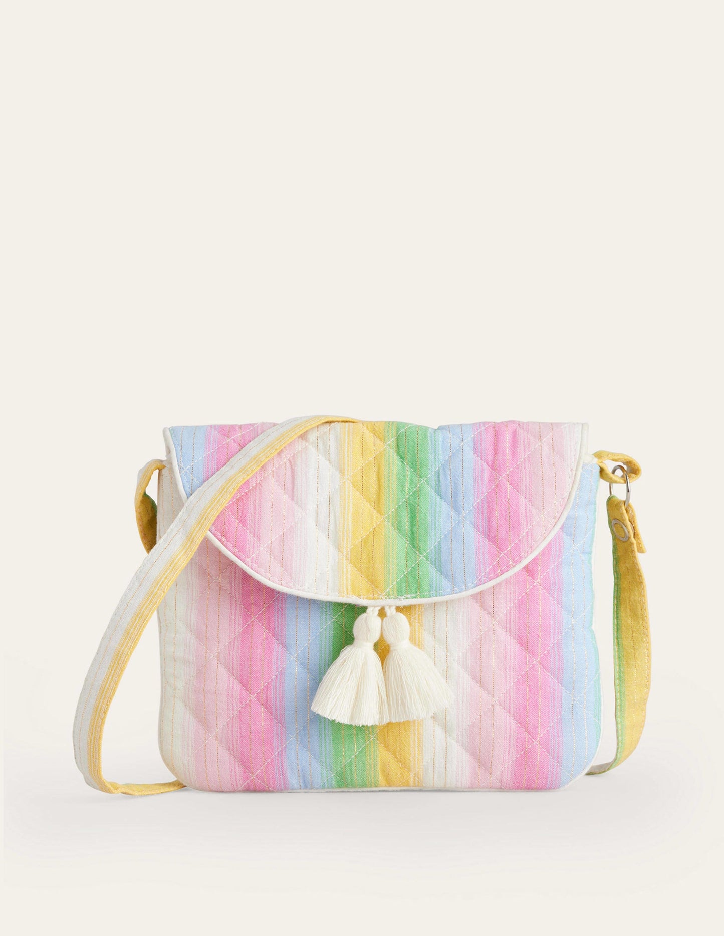 Quilted Crossbody Bag-Multi Rainbow Stripe