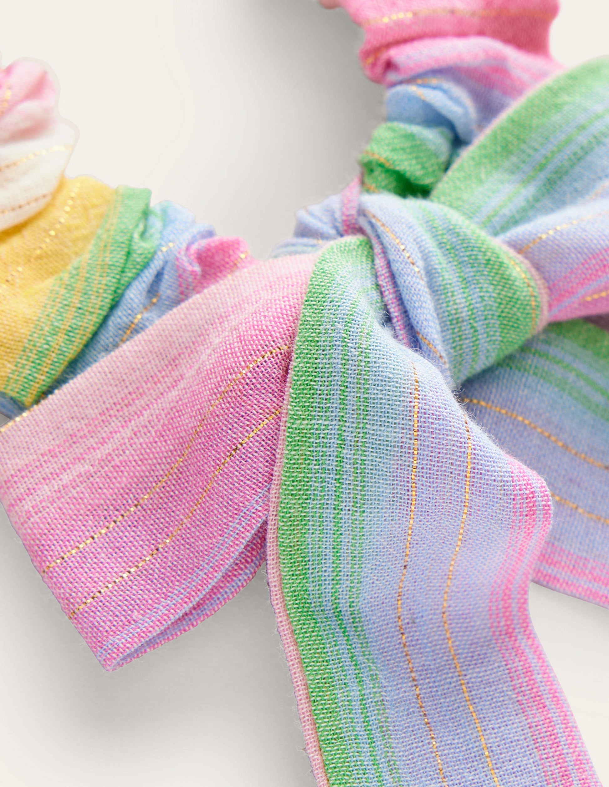 Bow Scrunchie-Multi Rainbow Stripe-2