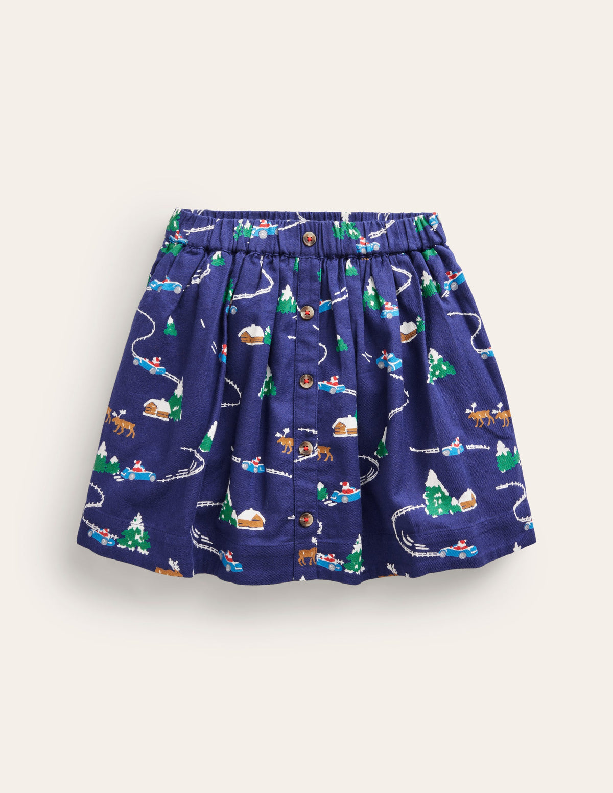 Pull On Twirly Skirt-College Navy Festive Scene-1