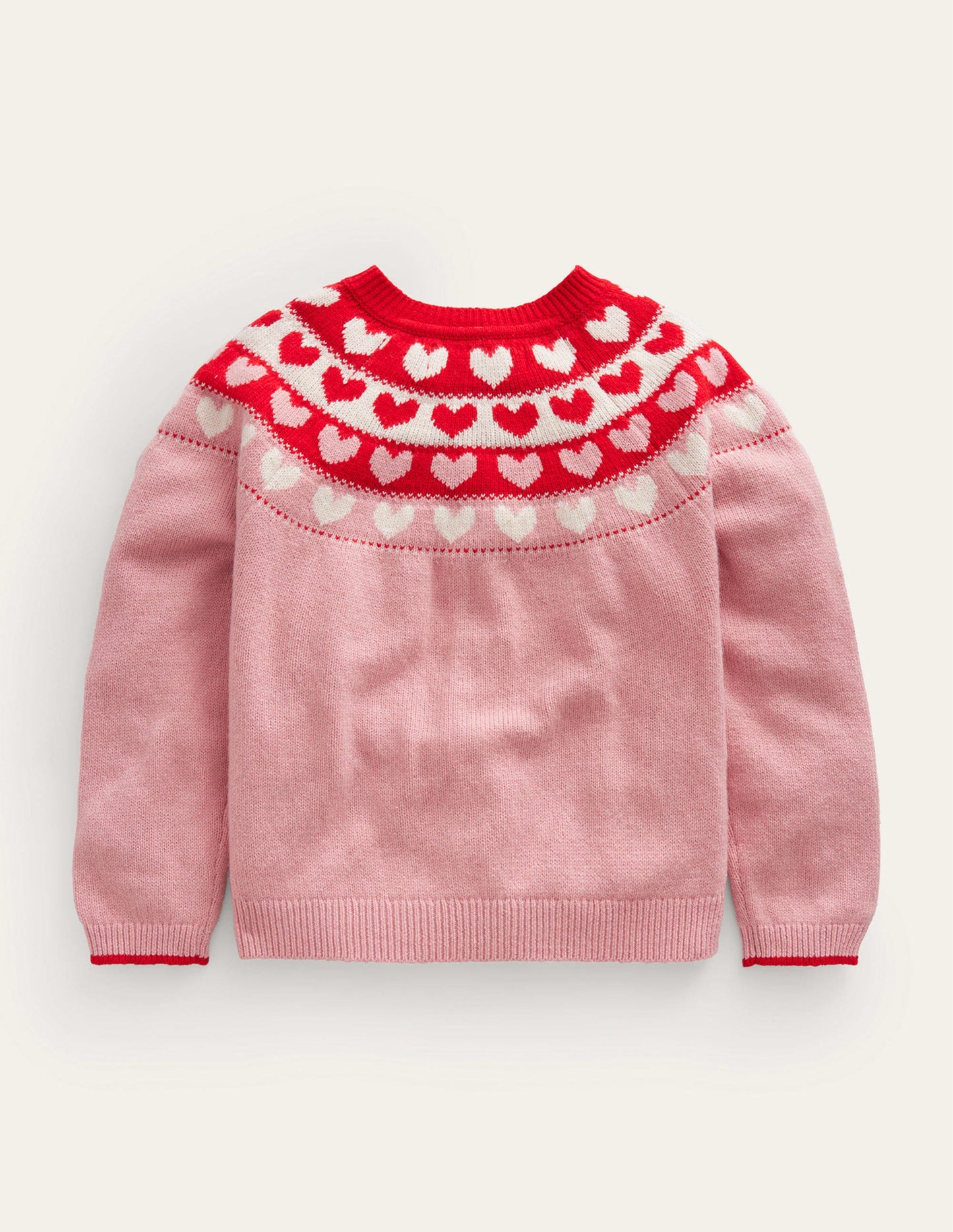 Fun Fair Isle Cardigan-Almond Pink Hearts