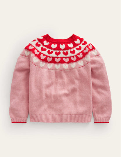 Fun Fair Isle Cardigan-Almond Pink Hearts