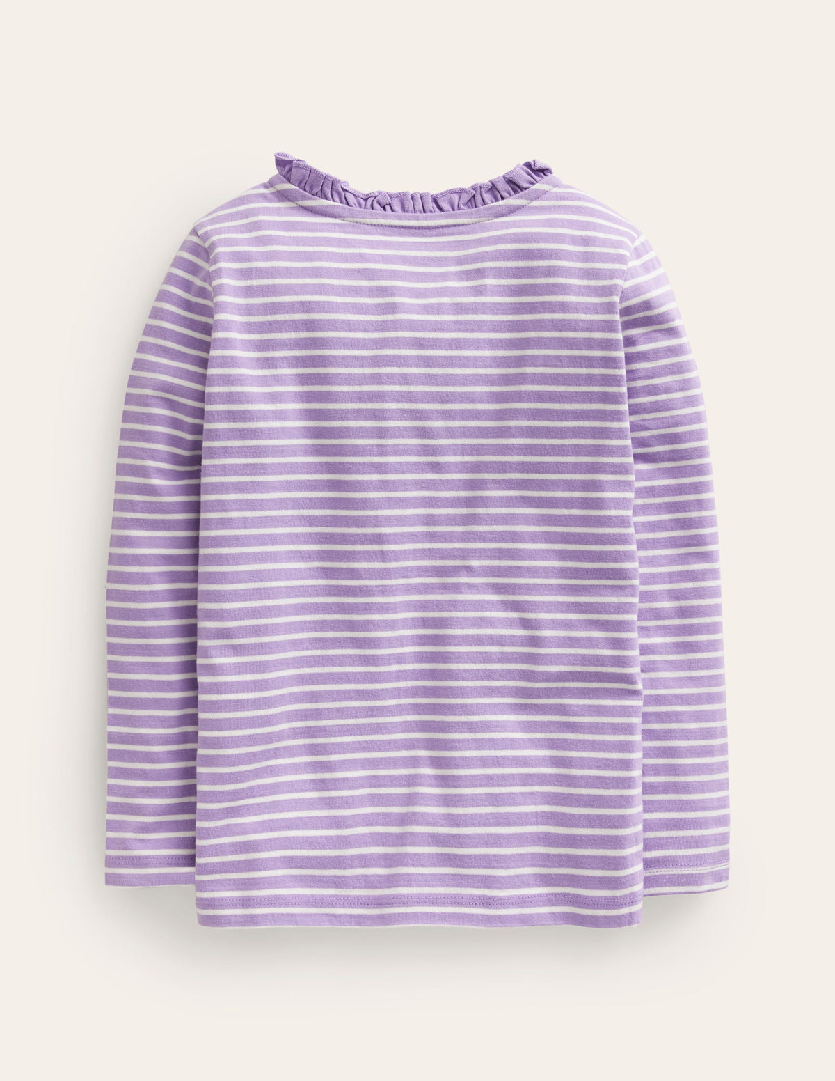 Henley Ruffle Breton Top-Ivory/Purple - Image 2