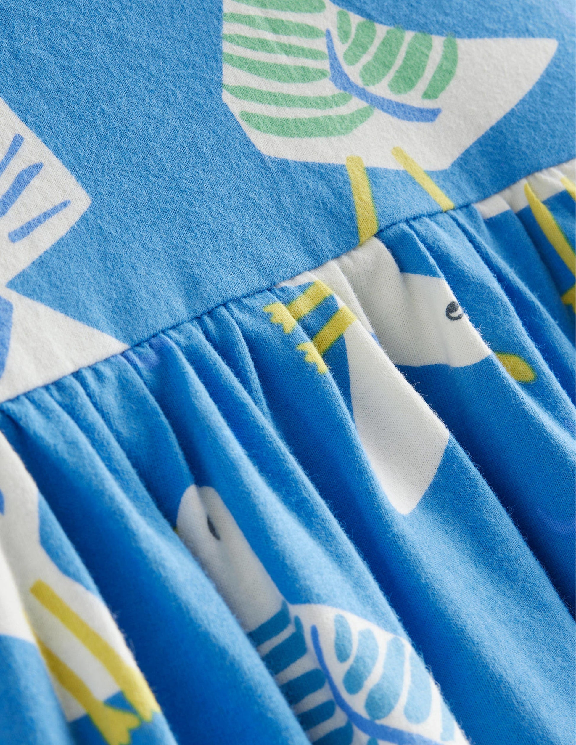 Short-sleeved Fun Jersey Dress-Blue Seagulls-3