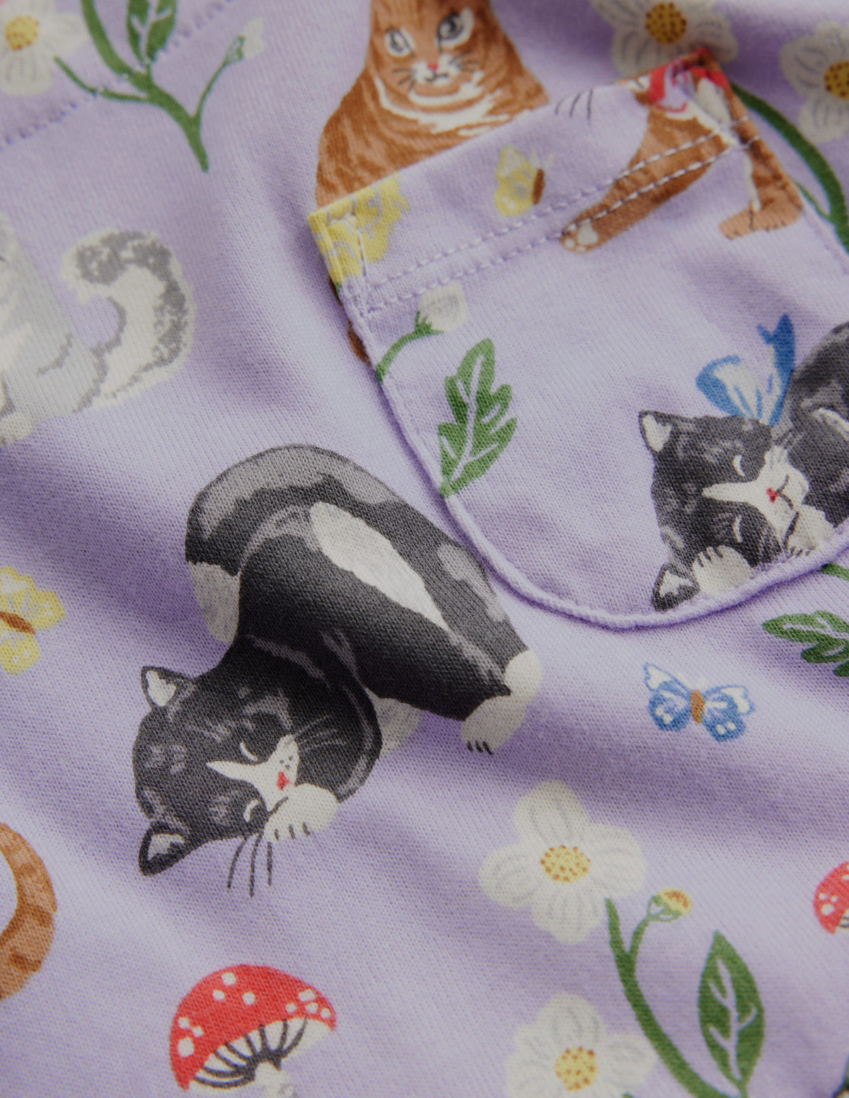 Long Sleeve Fun Jersey Dress-Light Purple Cats-3