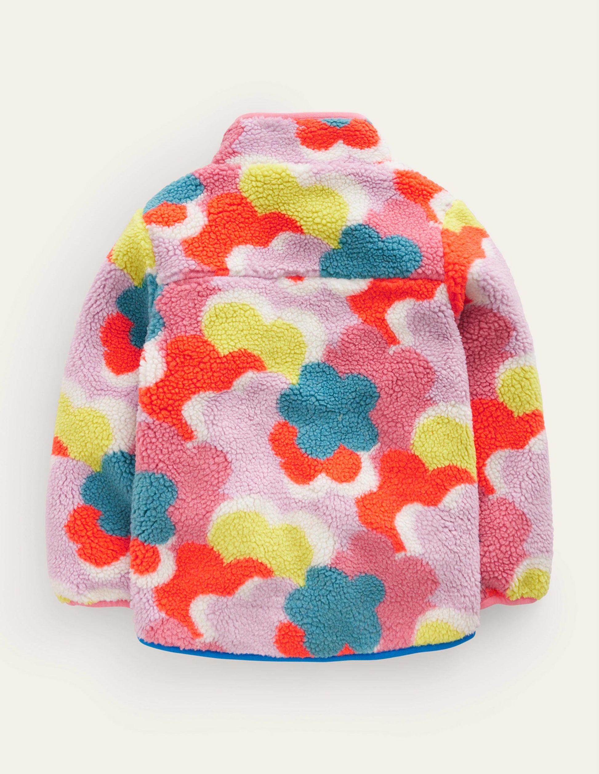 Zip Through Printed Fleece-Multi Rainbow Clouds-2