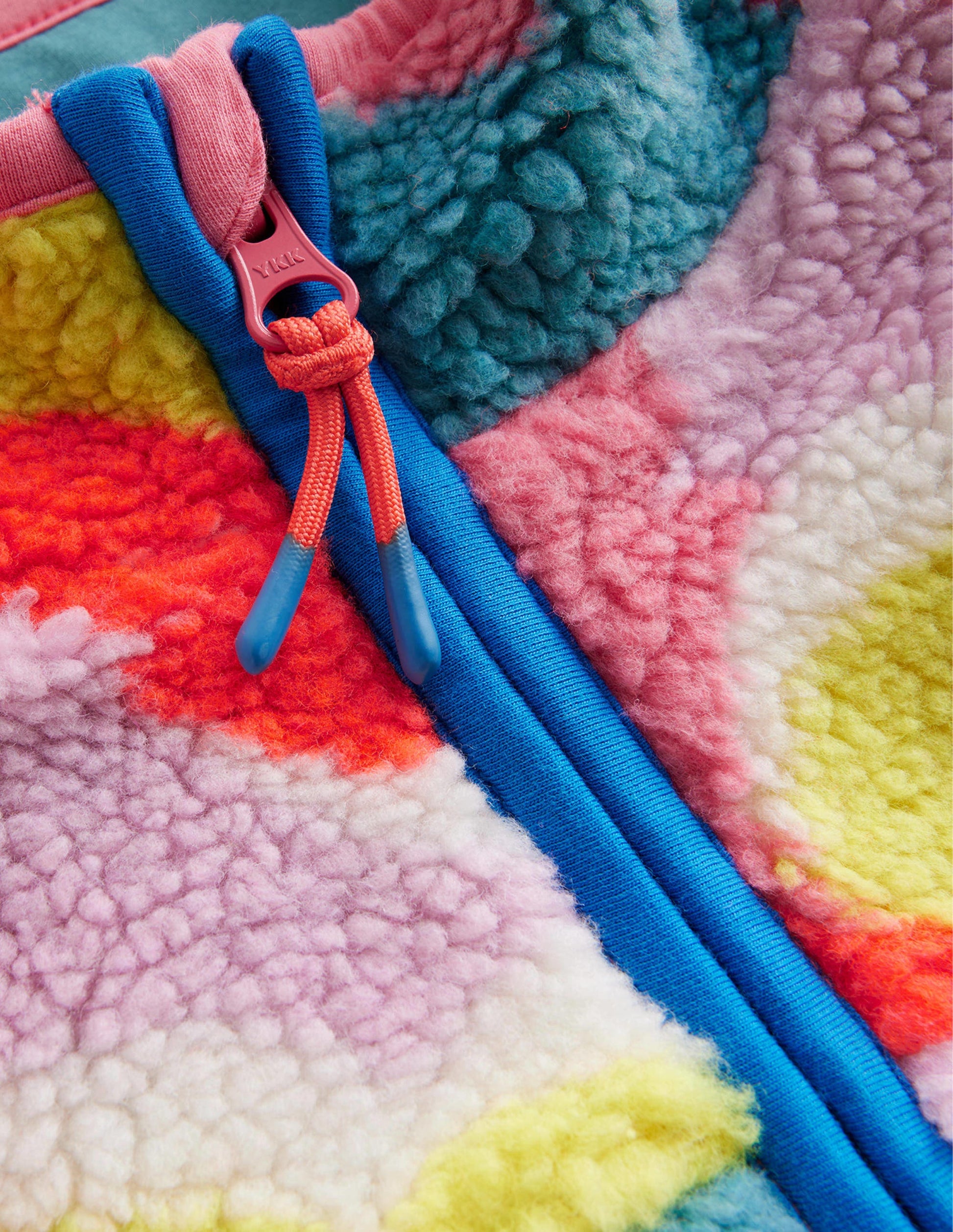 Zip Through Printed Fleece-Multi Rainbow Clouds-3
