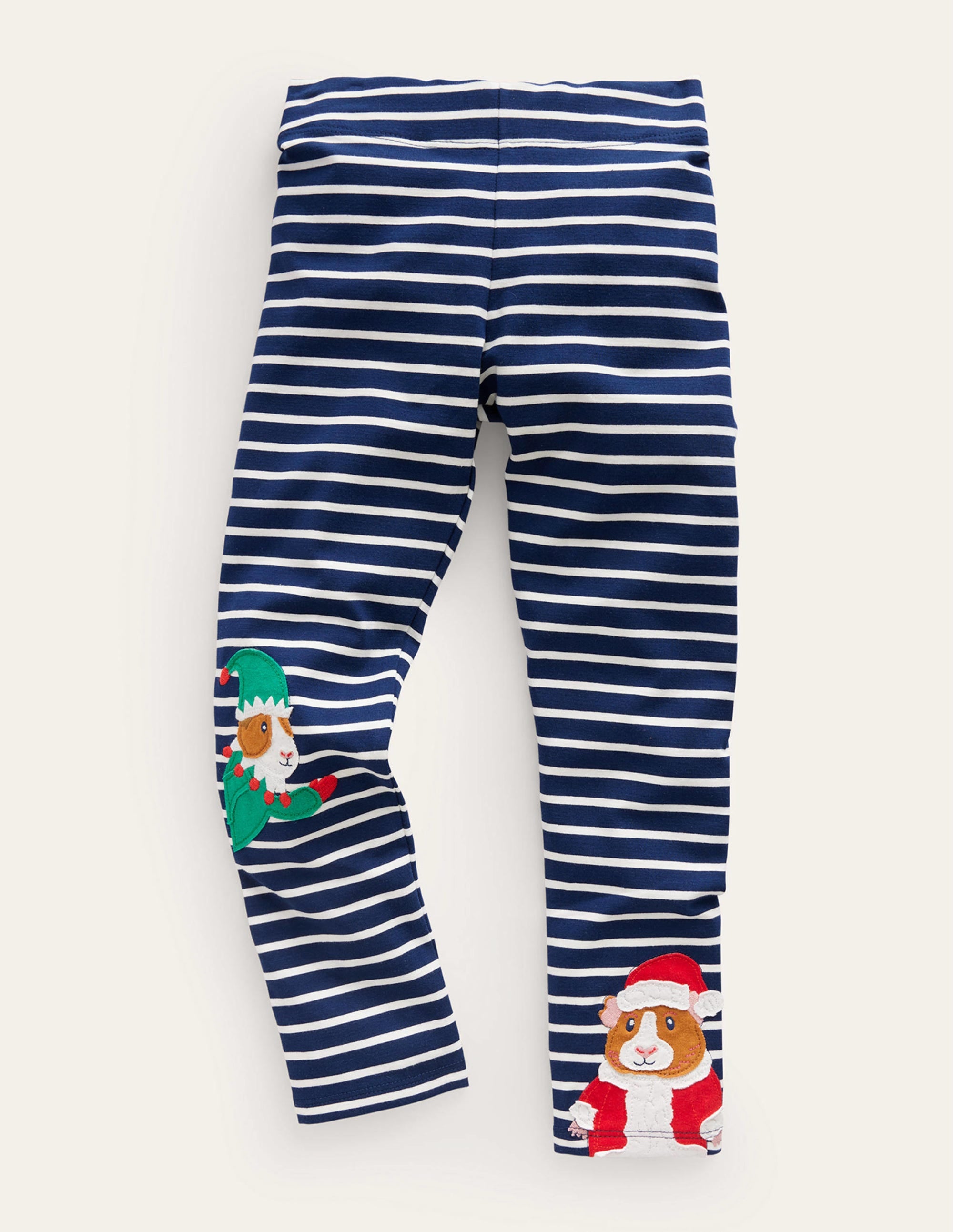 Appliqué Leggings-College Navy/Ivory Festive - Image 1