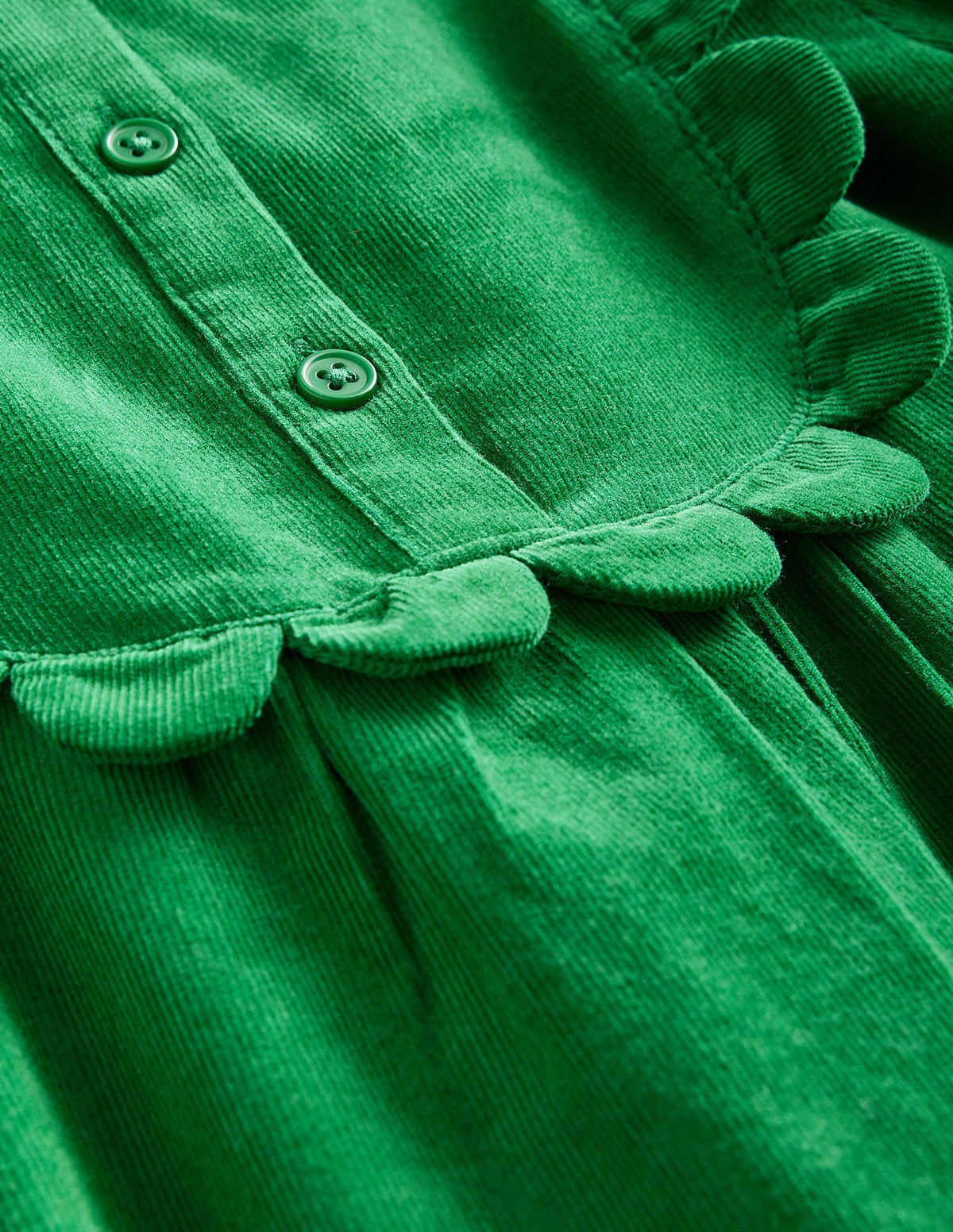 Scallop Cord Dress-Deep Green - Image 3