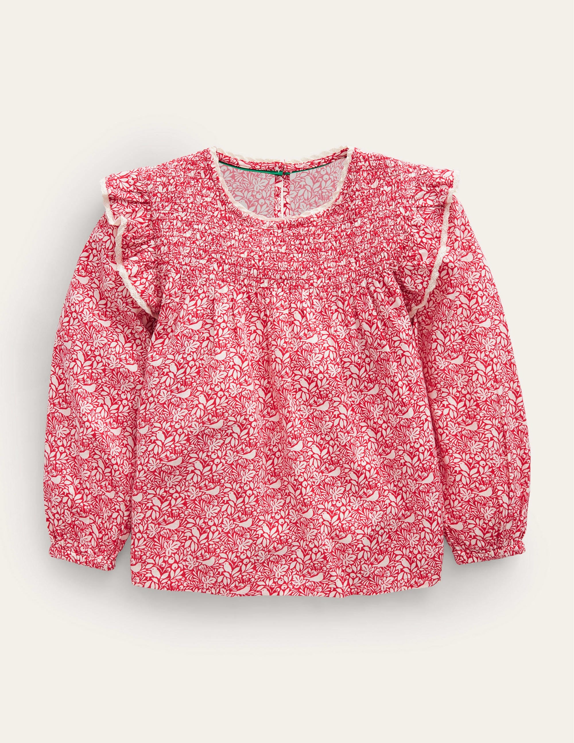Smocked Ruffle Blouse-Rockability Red Robins - Image 1