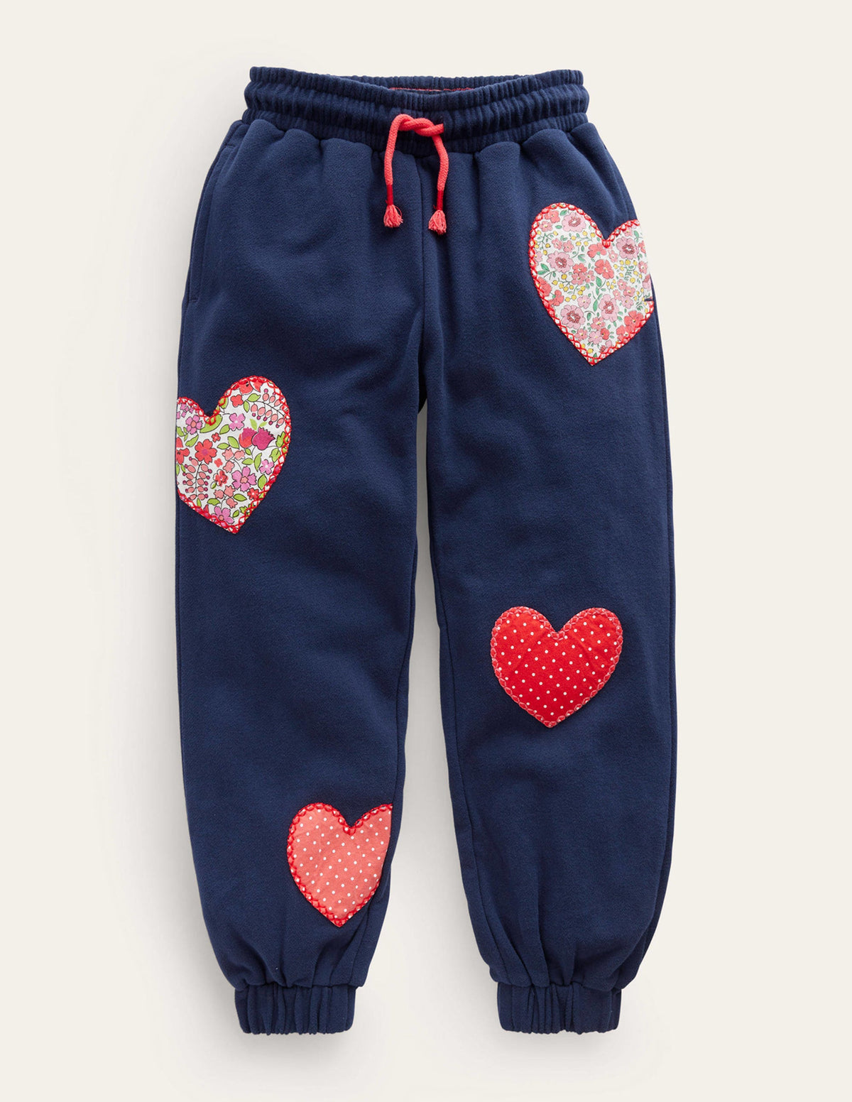 Appliqué Joggers-French Navy Hearts - Image 1