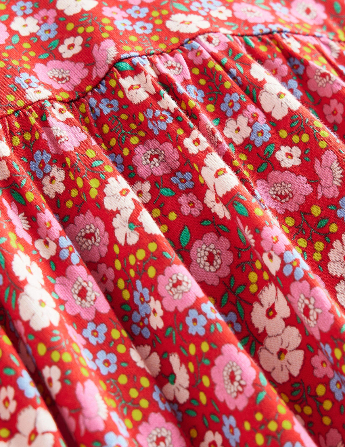 Lace Collar Jersey Dress-Brilliant Red Festive Flower-3