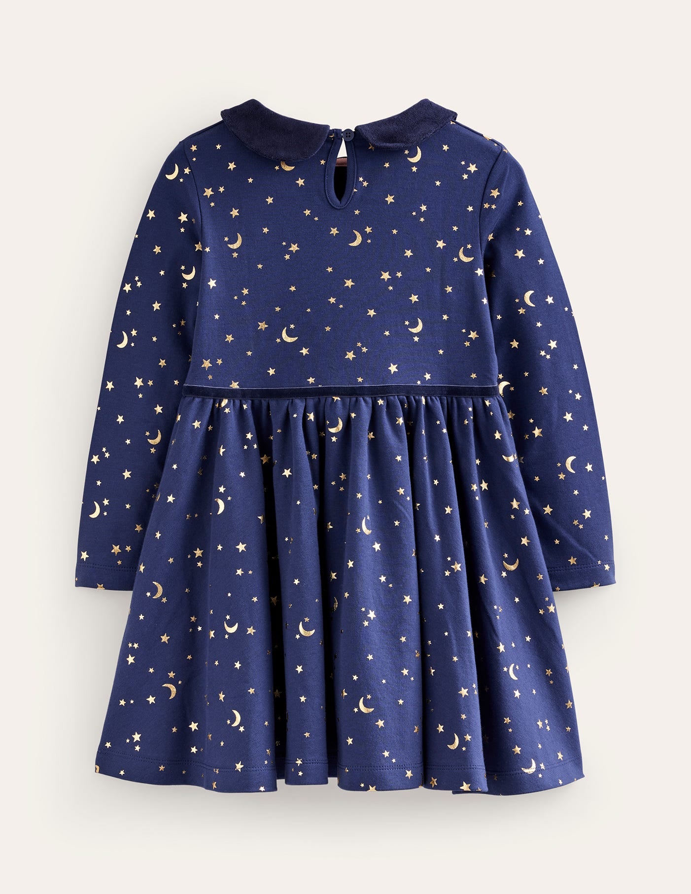 Collared Twirly Dress-College Navy Gold Foil Star - Image 2