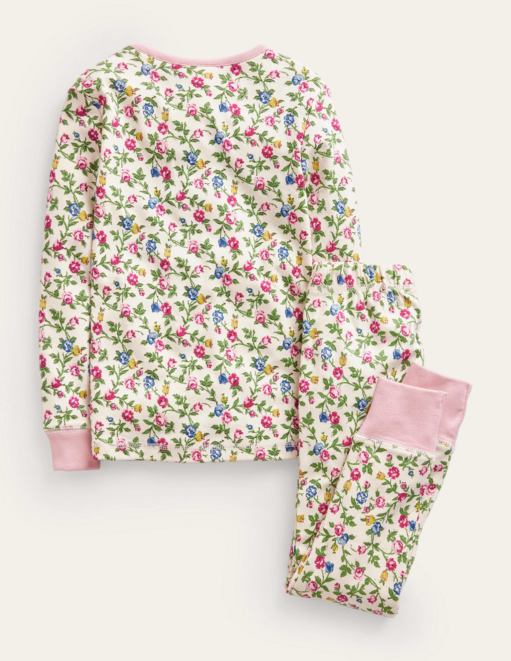 Snug Henley Pajama Set-Ivory Rambling Rose - Image 2