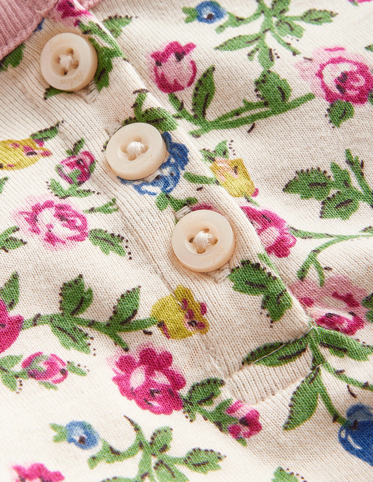 Snug Henley Pajama Set-Ivory Rambling Rose - Image 3