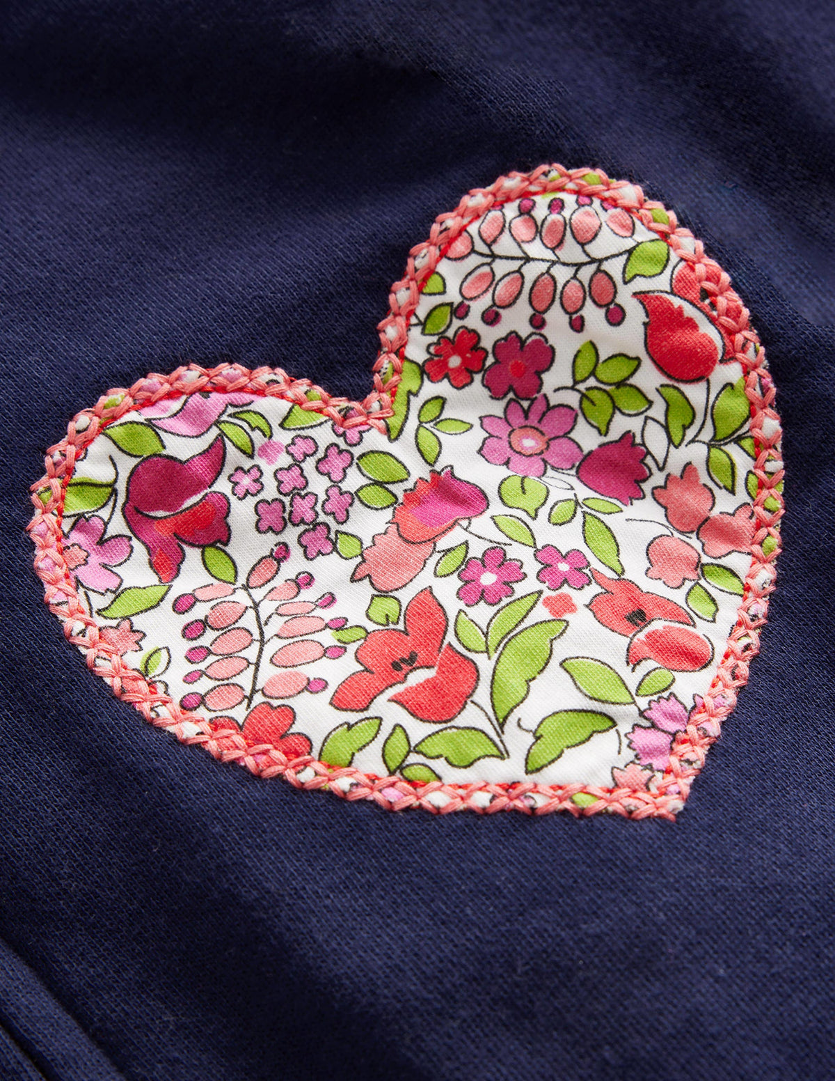 Applique Lined Hoodie-French Navy Hearts - Image 3