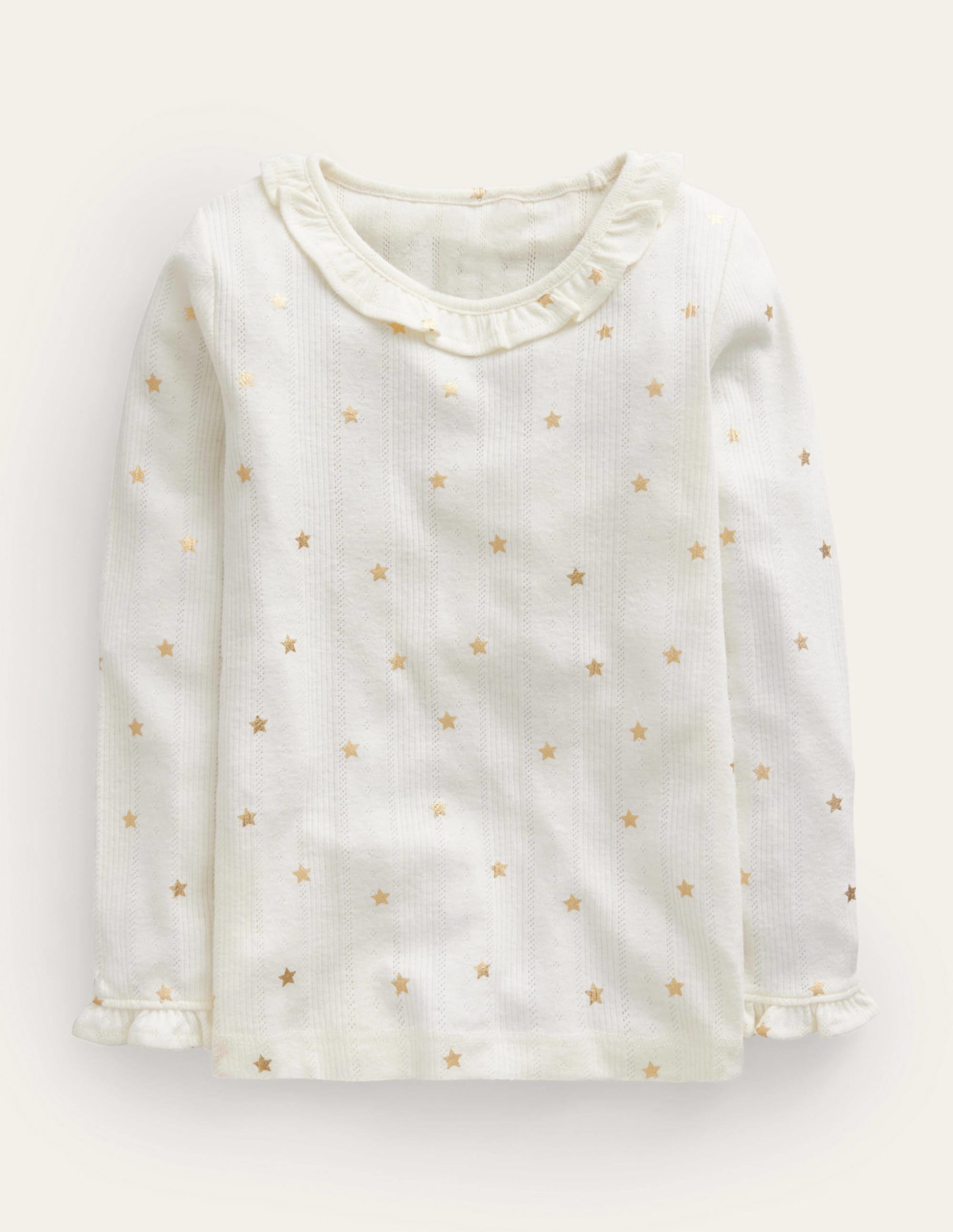 Ruffle Sparkle Pointelle-Ivory Gold Star - Image 1