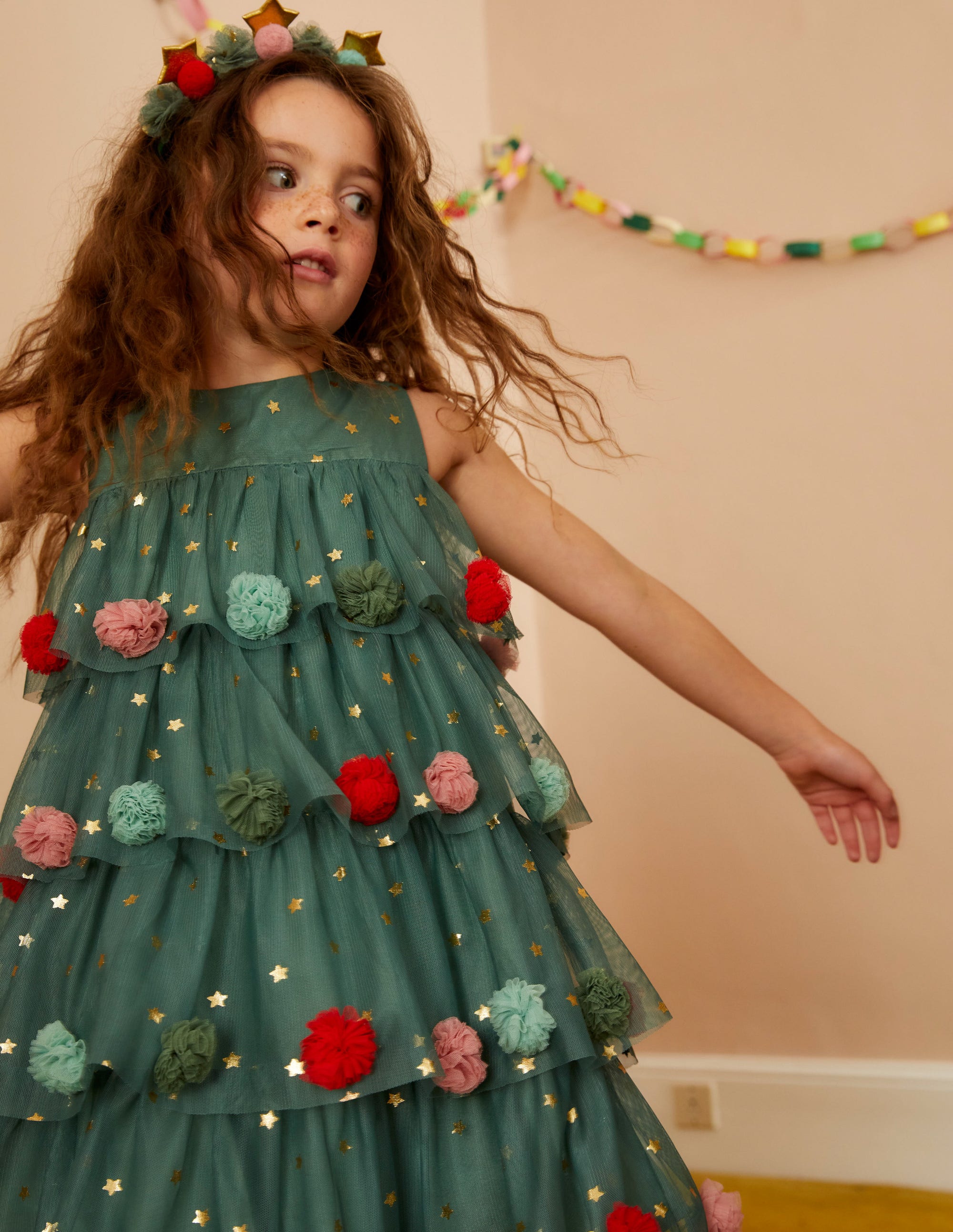 Christmas Tree Tulle Dress-Reed Green - Image 4