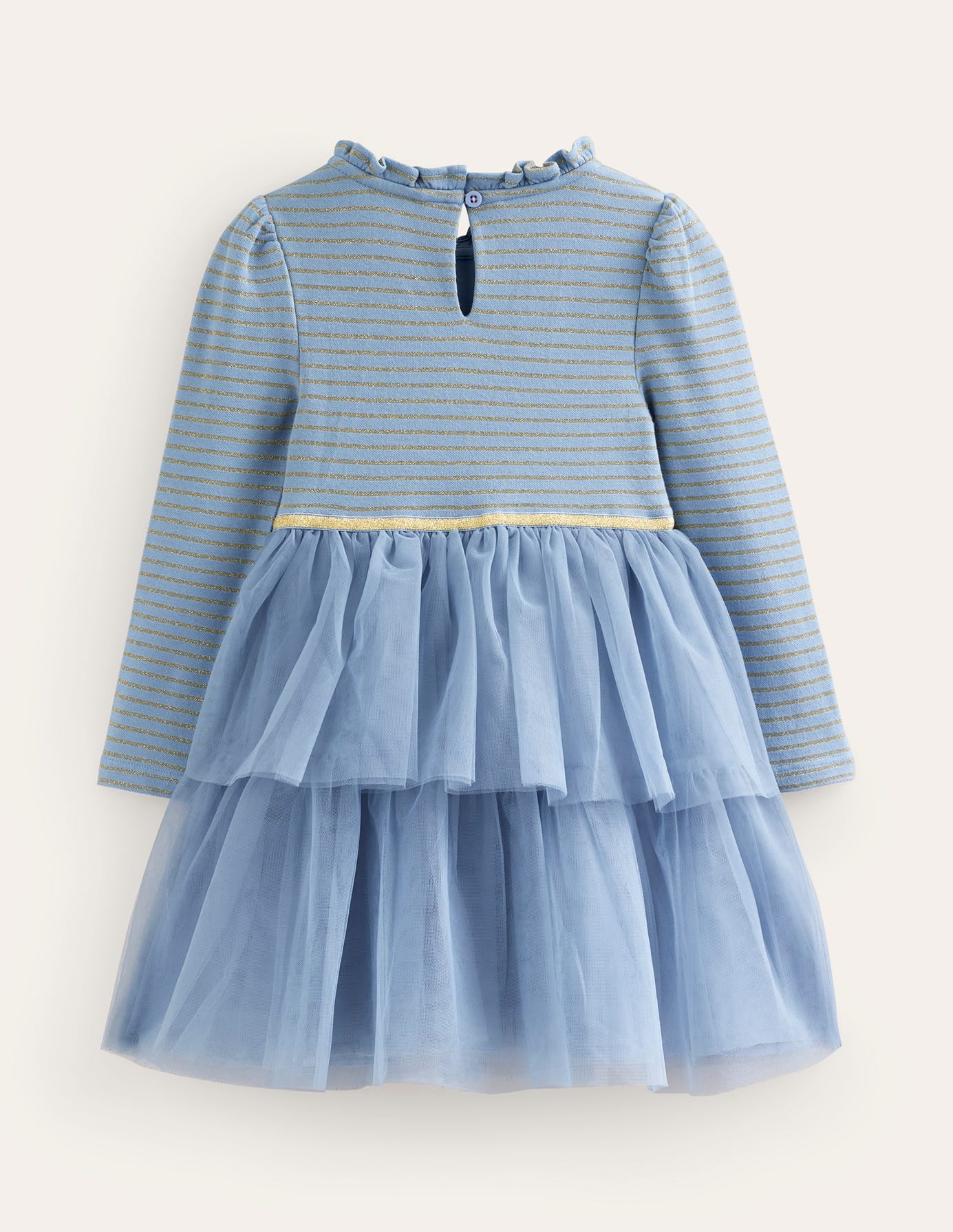 Jersey Tulle Mix Dress-Pebble Blue - Image 2