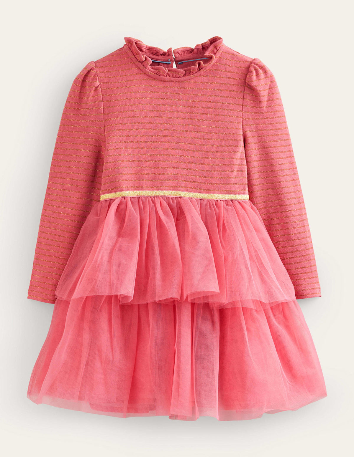 Jersey Tulle Mix Dress-Blush Pink-1