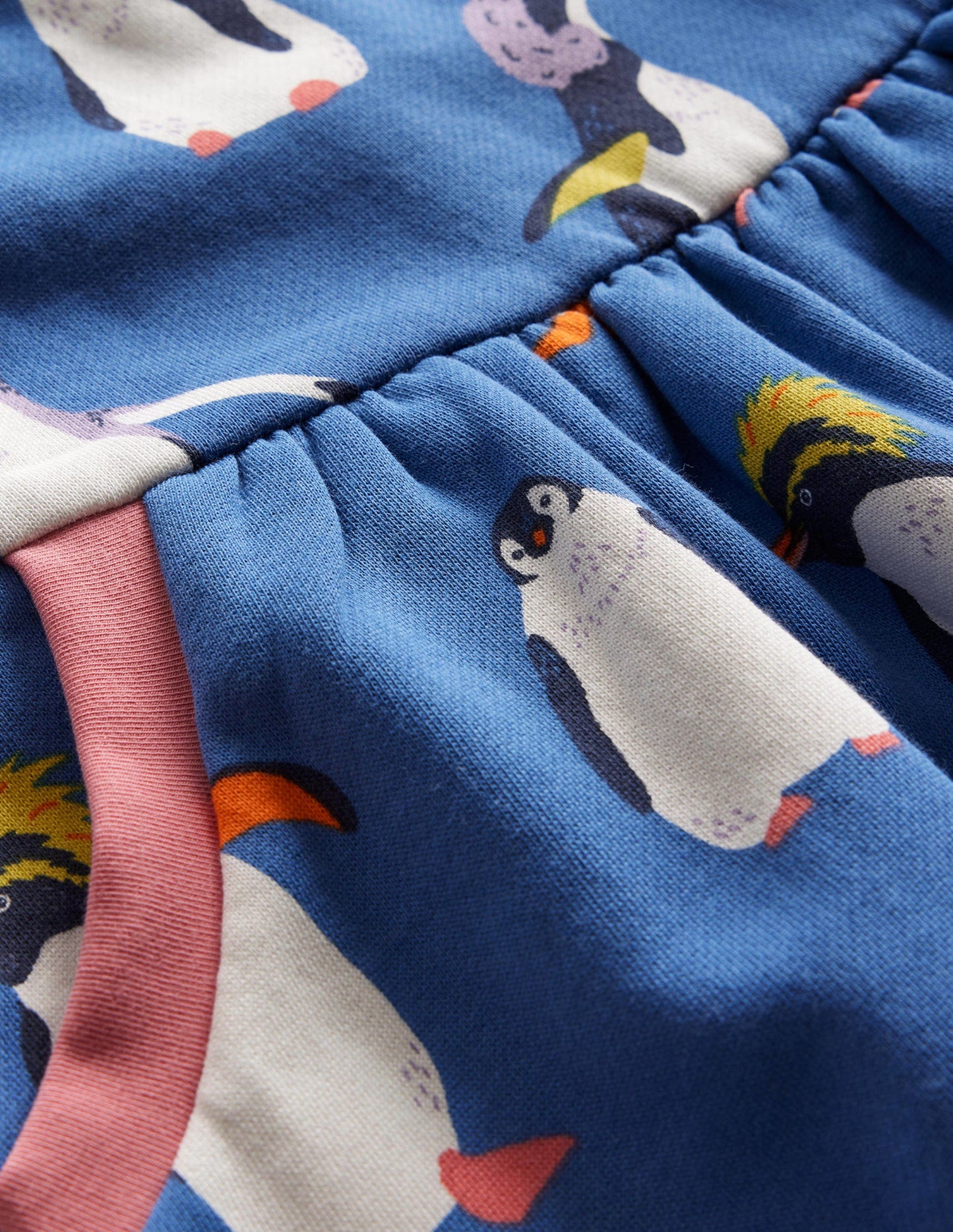 Cosy Printed Sweatshirt Dress-Delft Blue Penguin