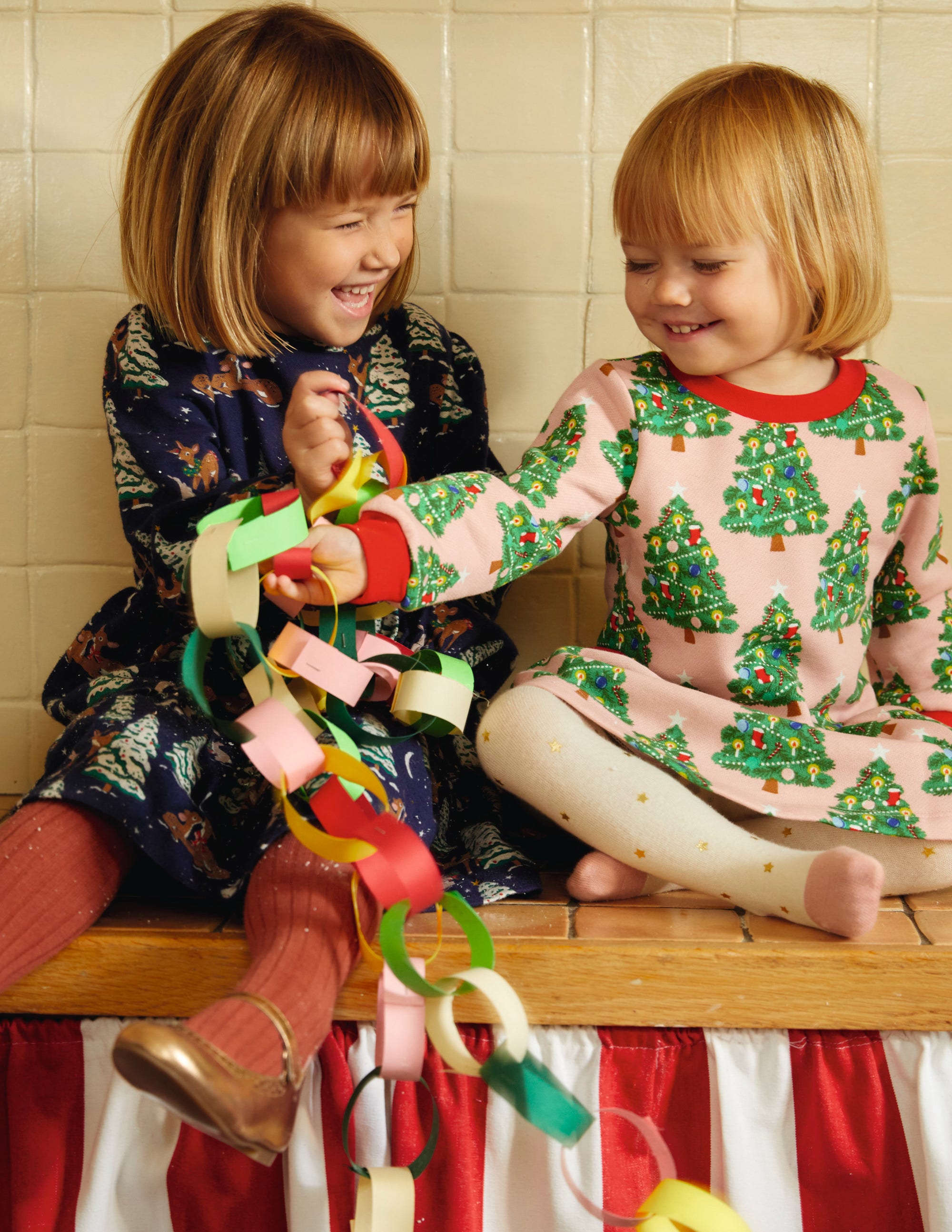 Cosy Printed Sweatshirt Dress-Boto Pink Christmas Trees - Image 4
