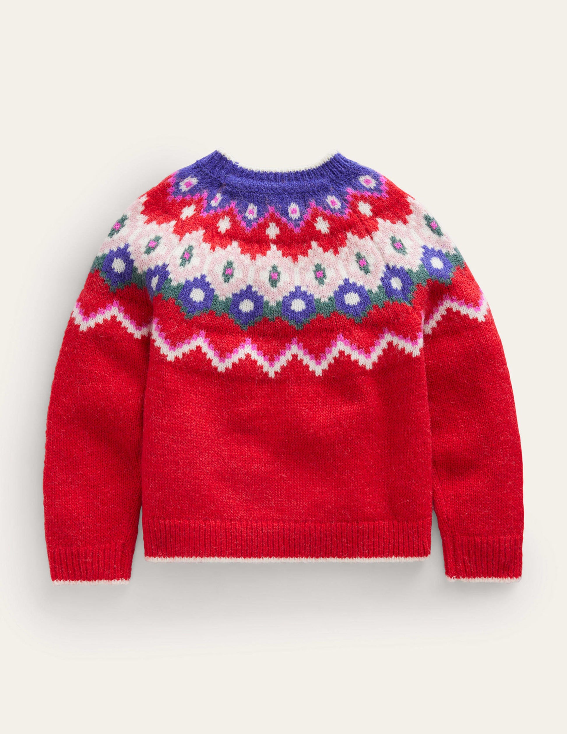 Cosy Fair Isle Sweater-Jam Red-2