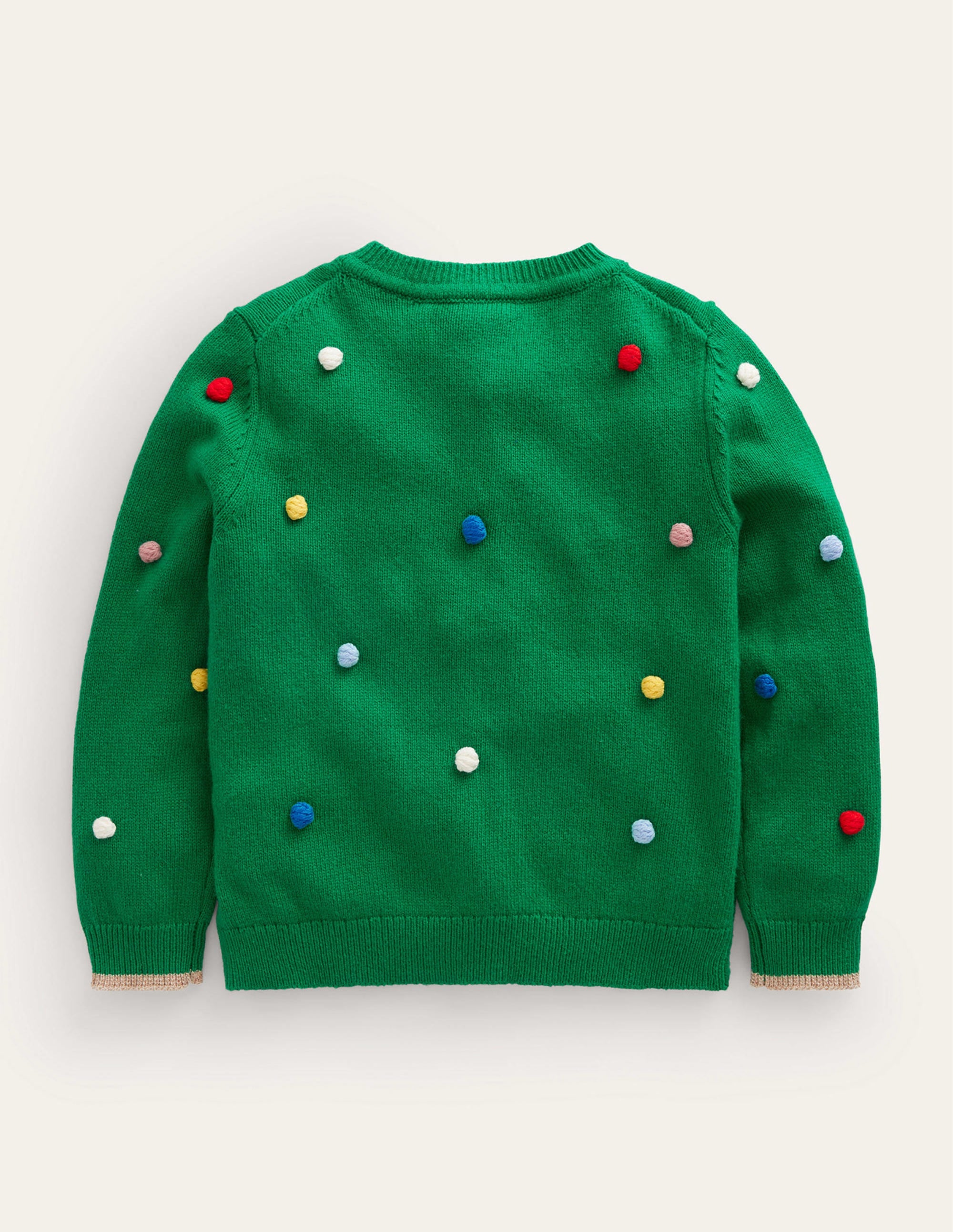 Christmas Pom Pom Cardigan-Veridian Green - Image 2