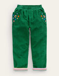 Lined Pull-on Cord Pants-Deep Green