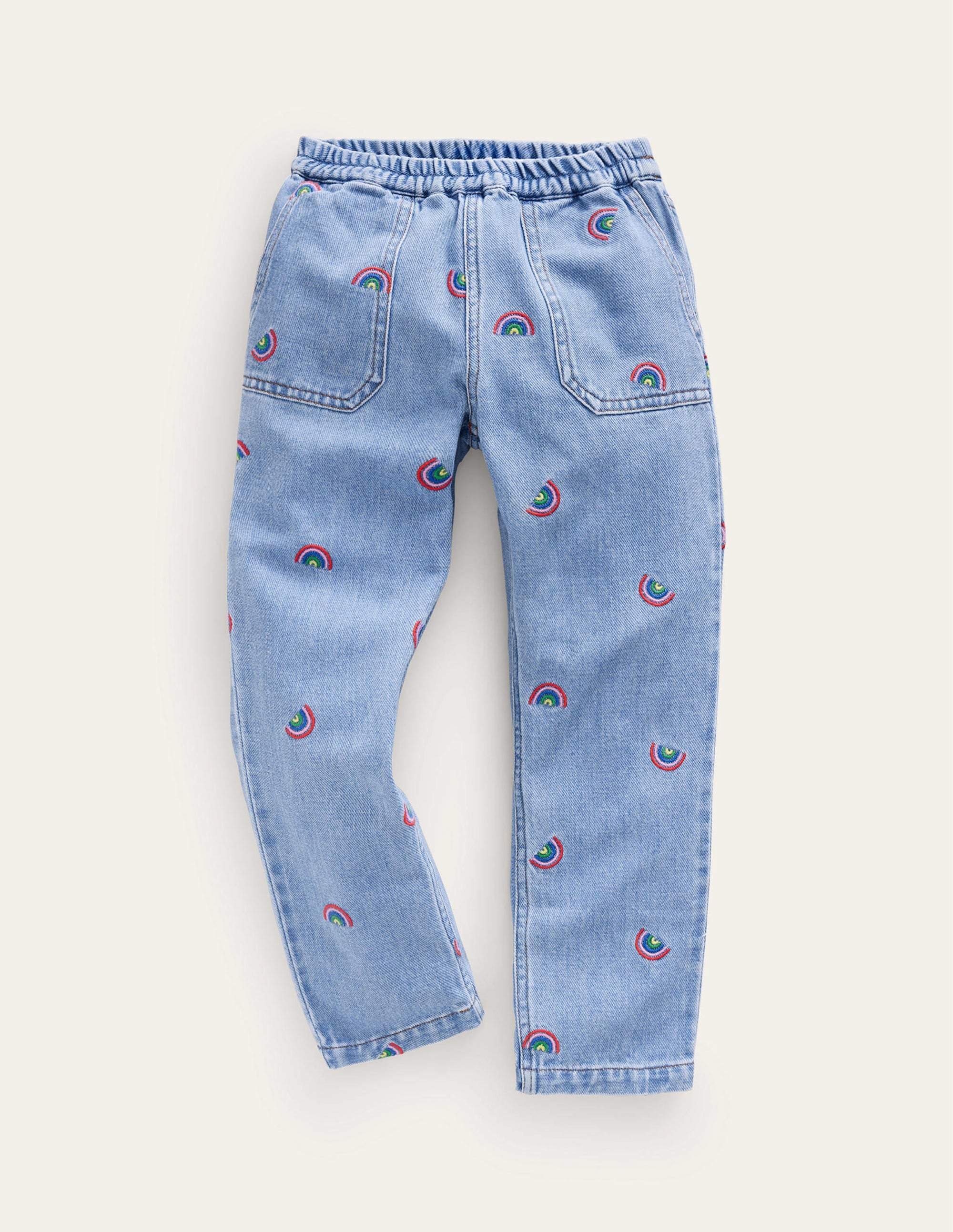 Denim Pull-on Jean-Scattered Rainbow Embroidery - Image 1
