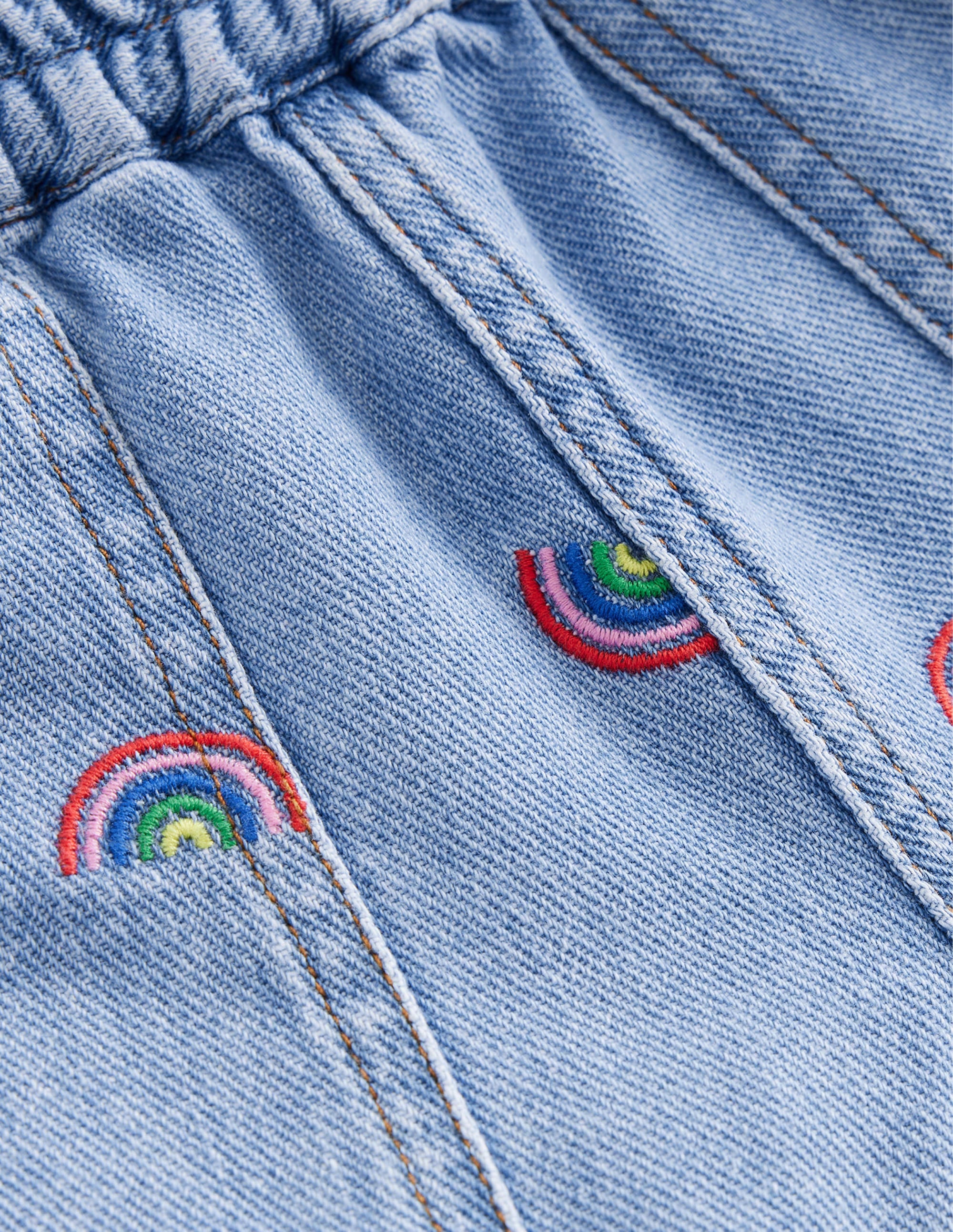 Denim Pull-on Jean-Scattered Rainbow Embroidery - Image 3