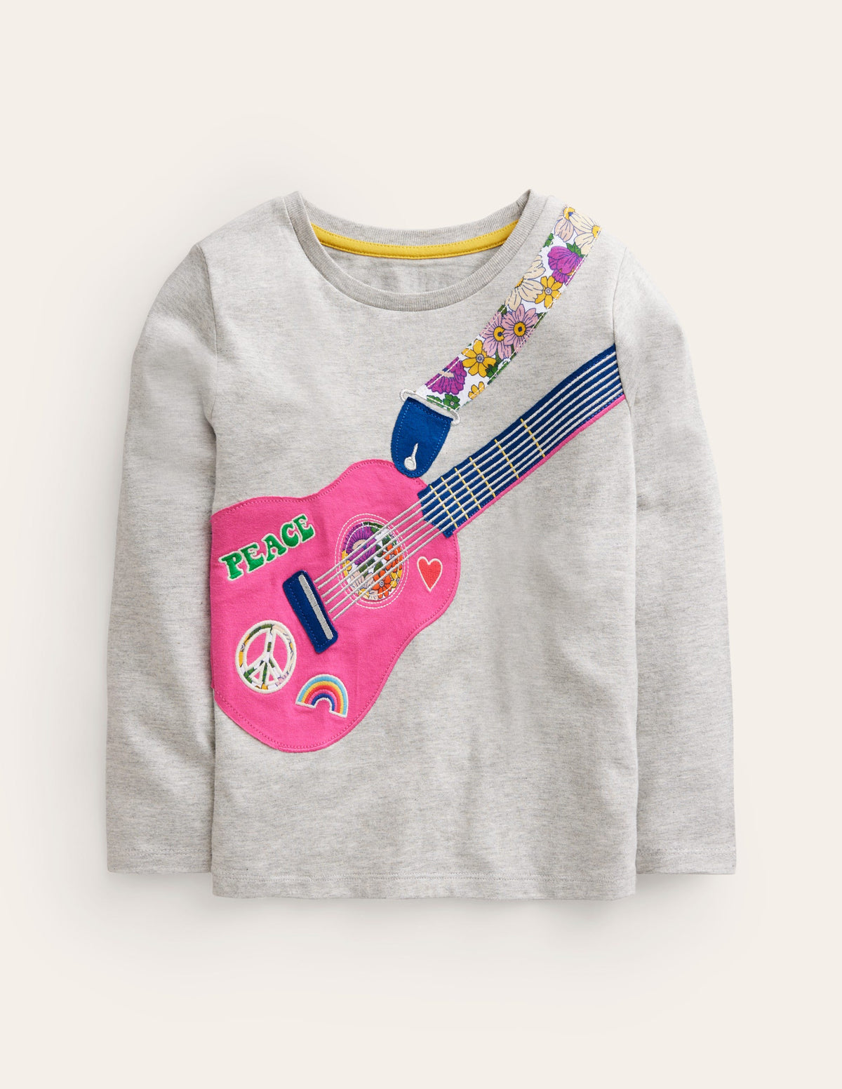 Front & Back Applique Top-Grey Marl - Image 1