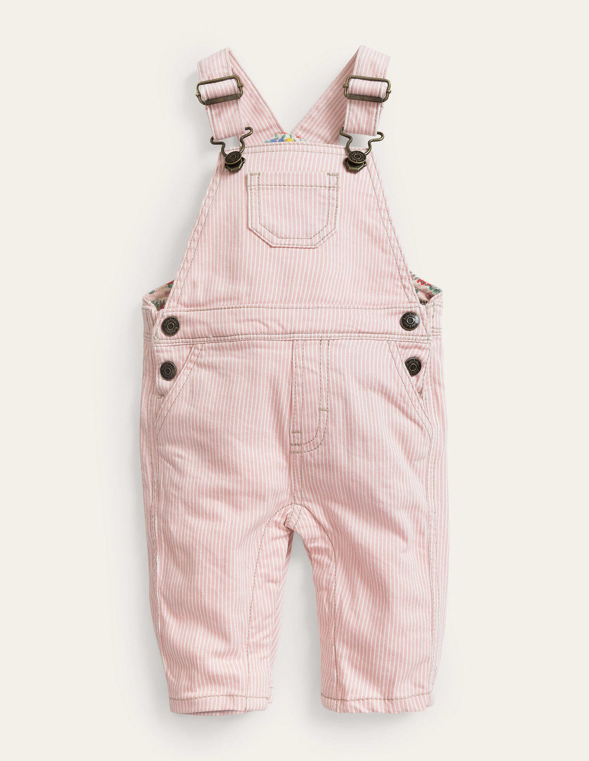 Patch Pocket Overalls-Boto Pink Ticking - Image 1